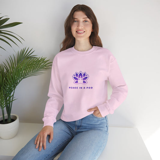 Crewneck Sweatshirt — Peace in a Pod Lotus Graphic with "I am the light" Back Script