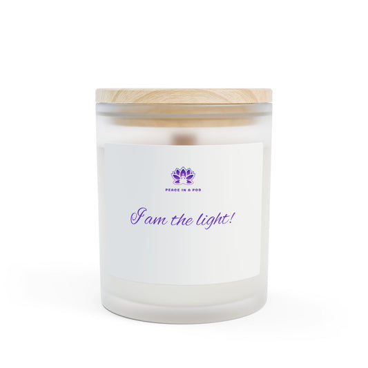 "I am the light!" Inspirational Peace in a Pod Candle - 11oz Frosted Glass Candle