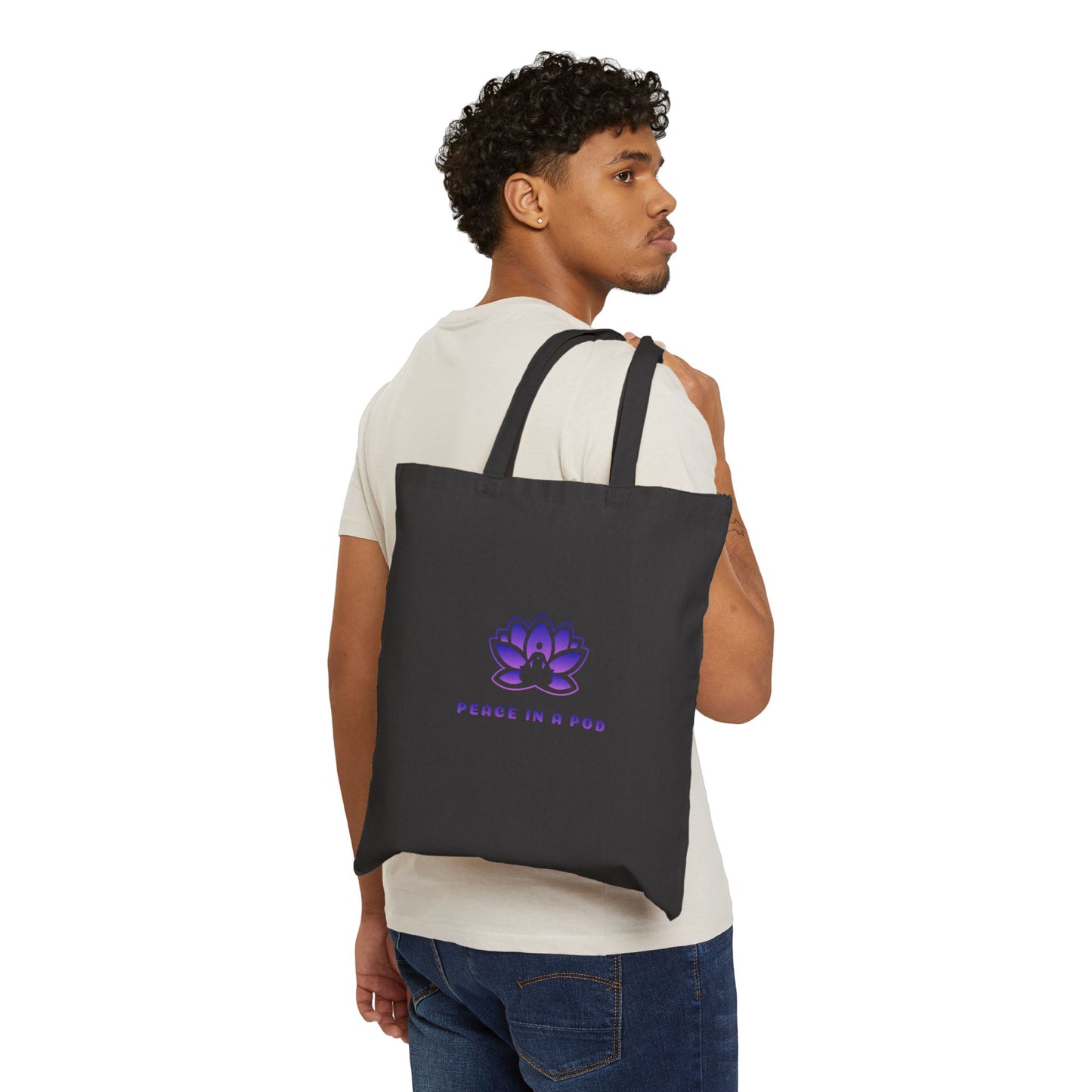 Empowering Yoga Cotton Canvas Tote Bag - "I Am the Light!"