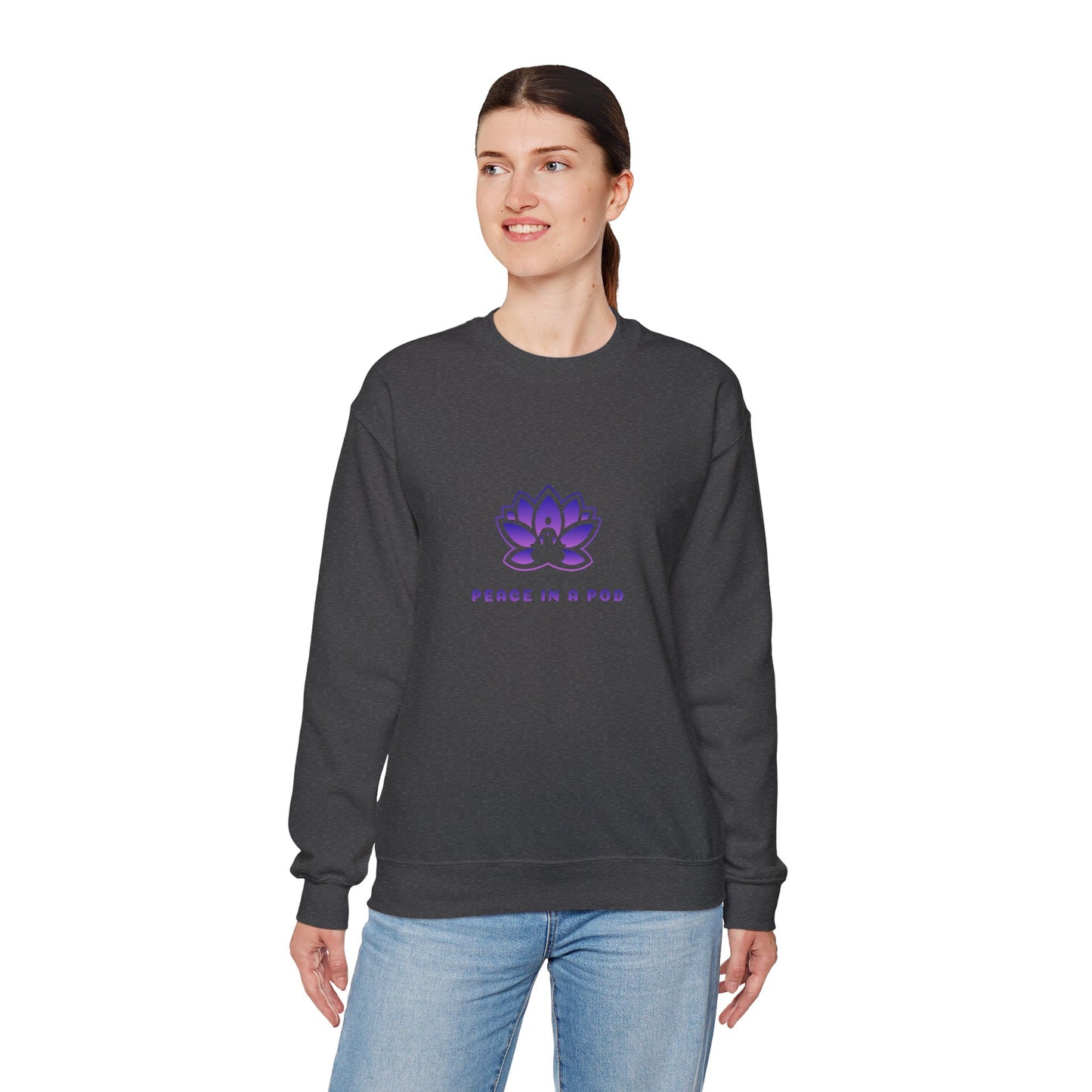 Crewneck Sweatshirt — Peace in a Pod Lotus Graphic with "I am the light" Back Script