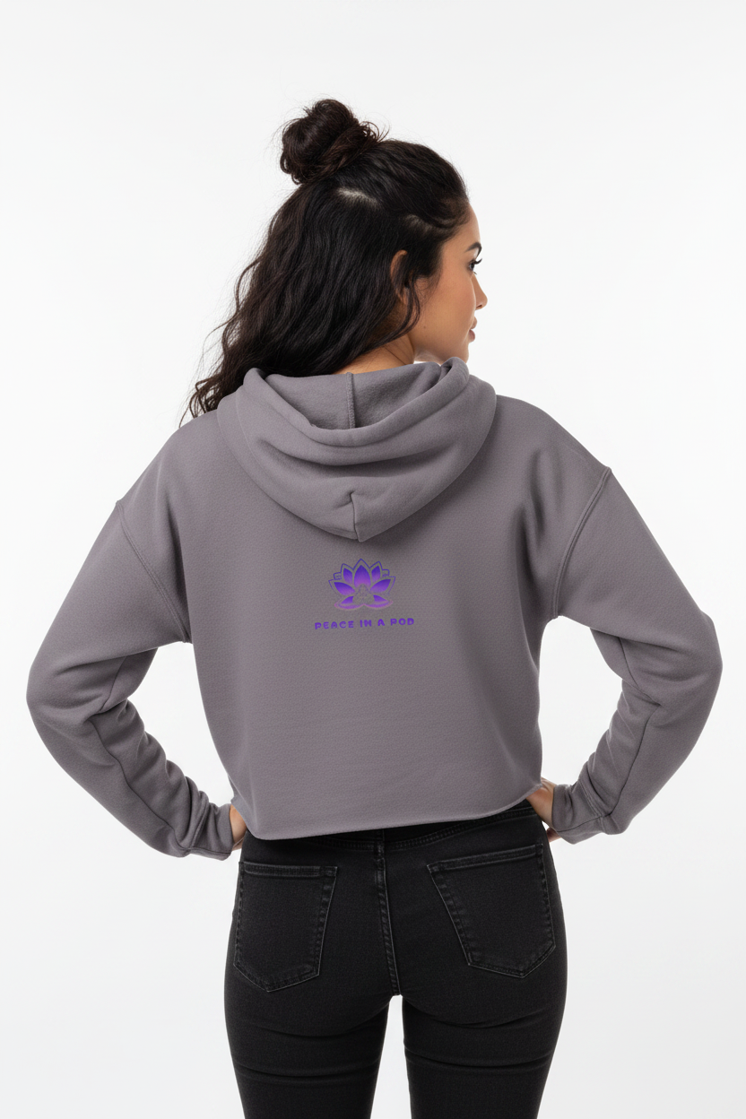 Peace in a Pod Yoga-Inspired Cropped Hoodie - "I Am the Light" with Lotus Design