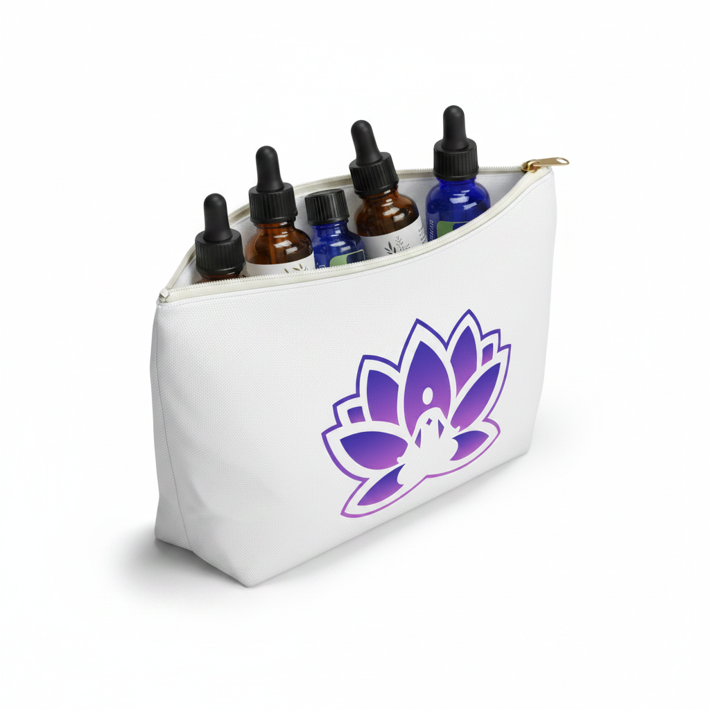 Peace in a Pod "I am the light" Accessory Pouch - Zen Storage, Travel Makeup Bag, Gift for Meditation, Yoga Essentials, Lotus Design