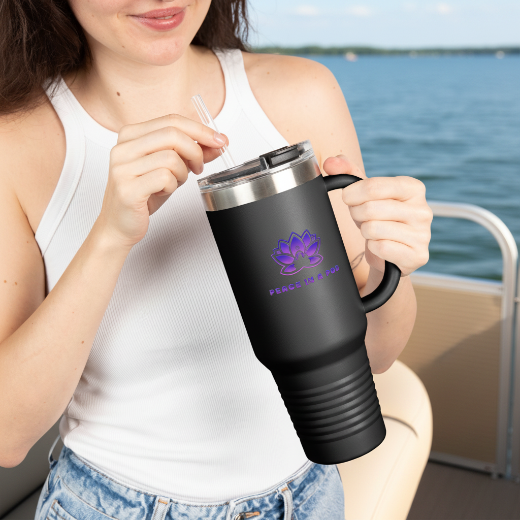 Serene Peace in a Pod Lotus Insulated Travel Mug - 40oz for Mindfulness on the Go