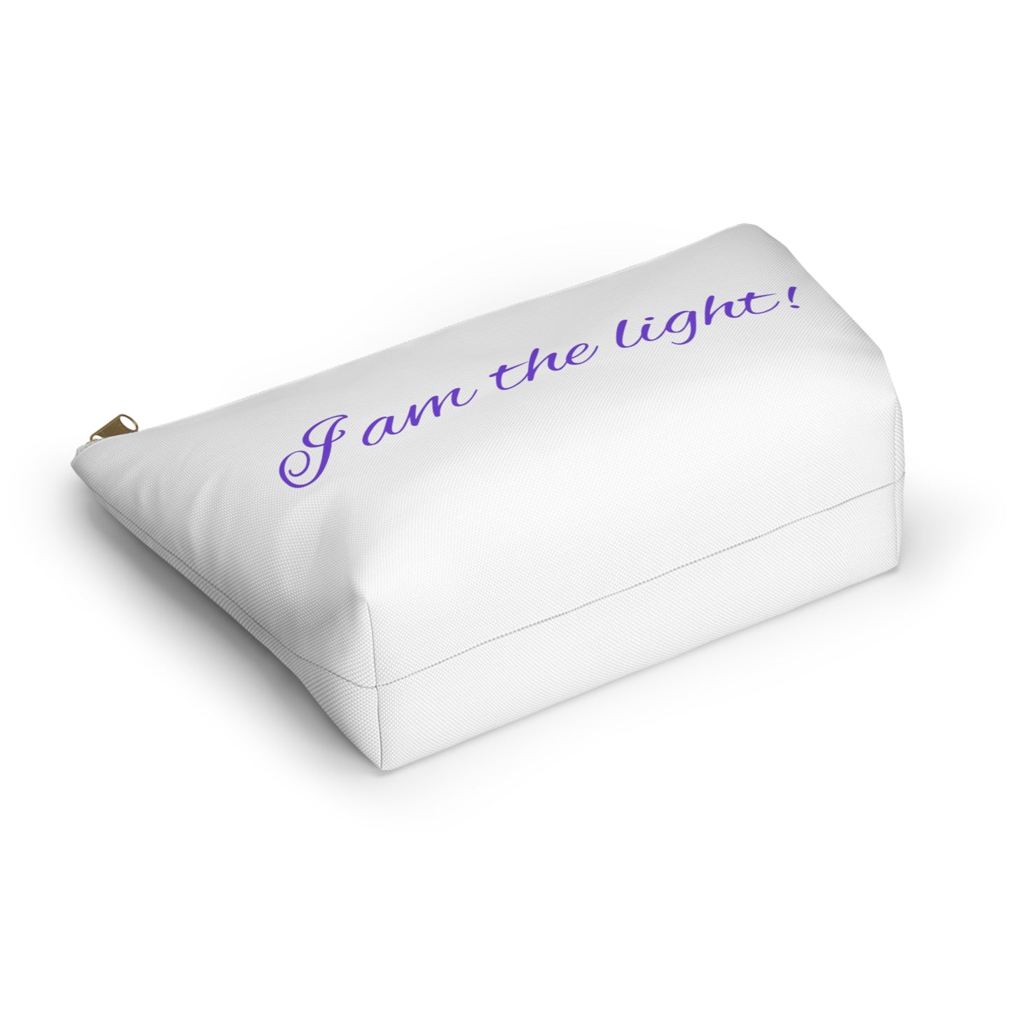 Accessory Pouch - "I am the light!" - Zen Storage, Travel Makeup Bag, Gift for Meditation, Yoga Essentials, Lotus Design
