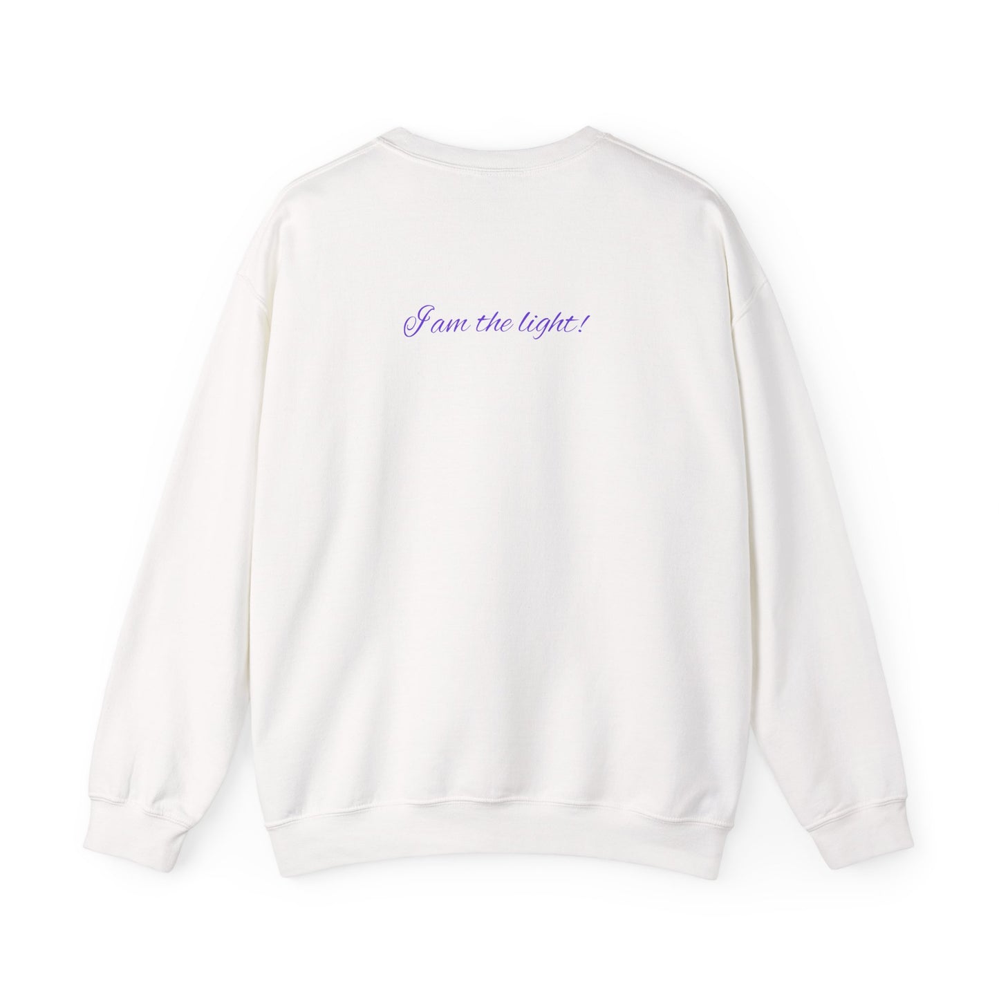 Crewneck Sweatshirt — Peace in a Pod Lotus Graphic with "I am the light" Back Script