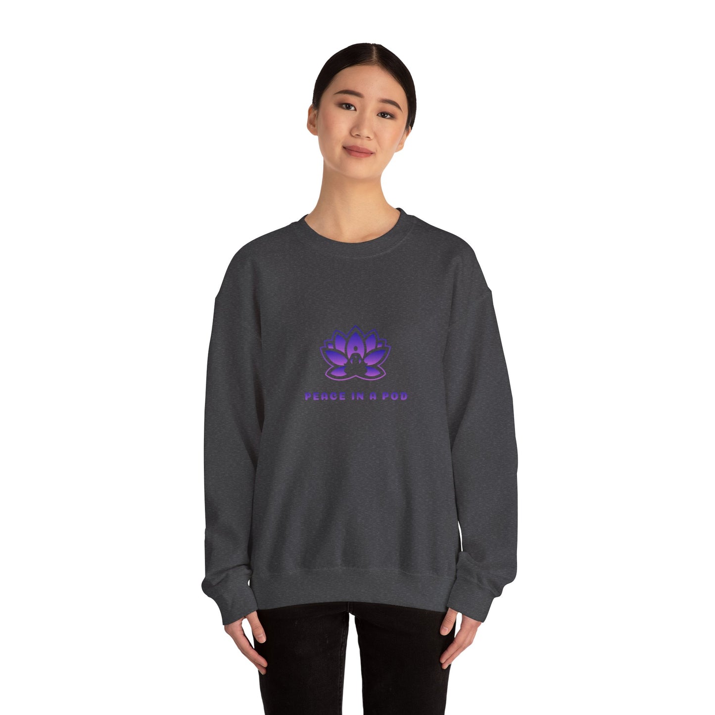 Crewneck Sweatshirt — Peace in a Pod Lotus Graphic with "I am the light" Back Script