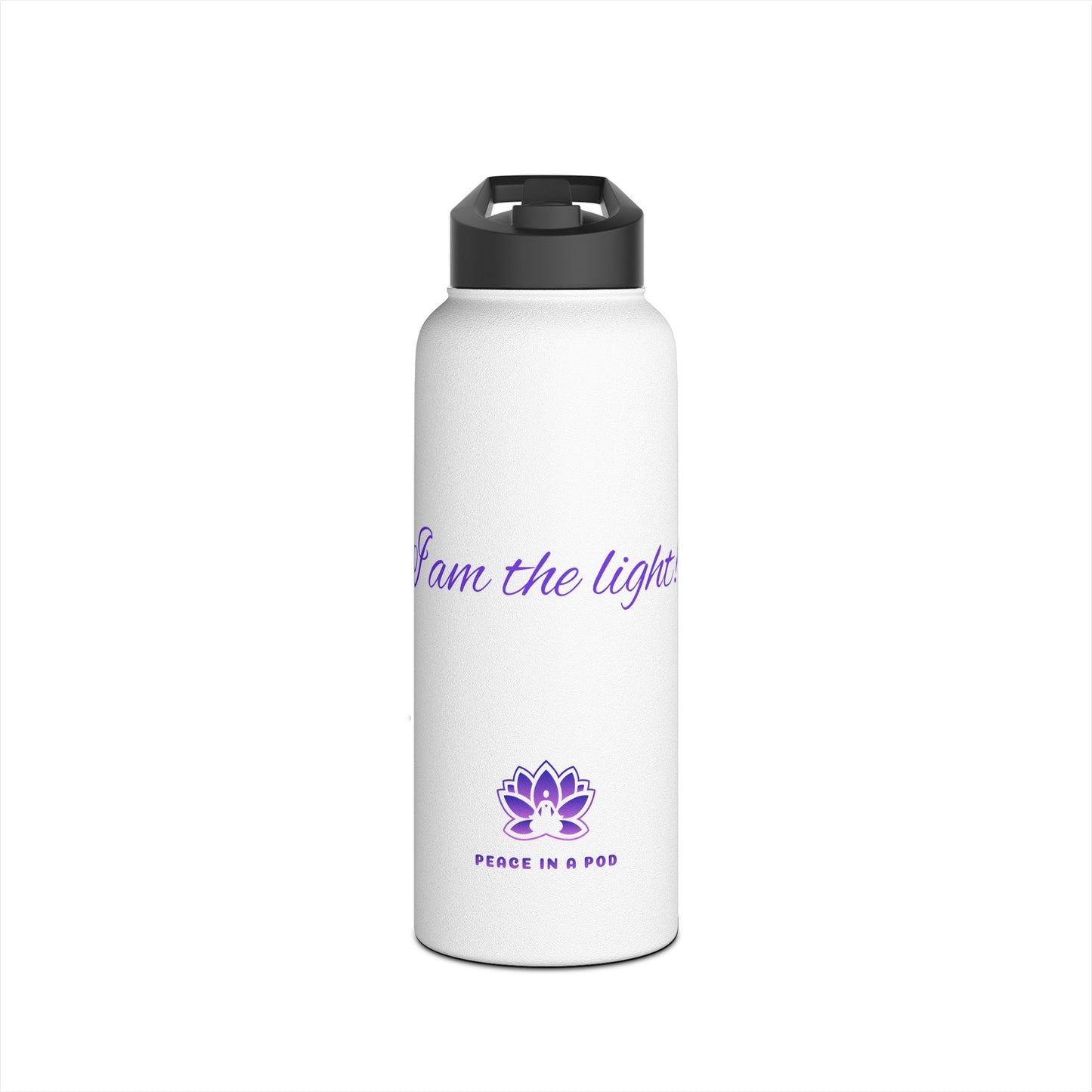 Inspirational Stainless Steel Water Bottle - "I Am the Light"