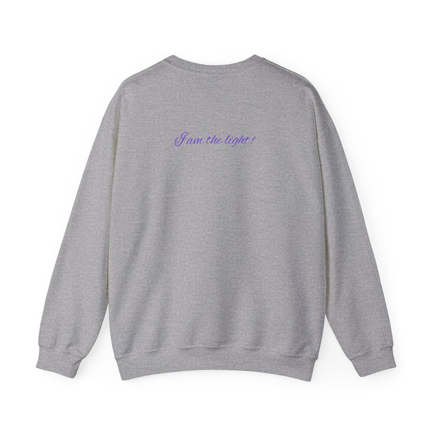 Crewneck Sweatshirt — Peace in a Pod Lotus Graphic with "I am the light" Back Script