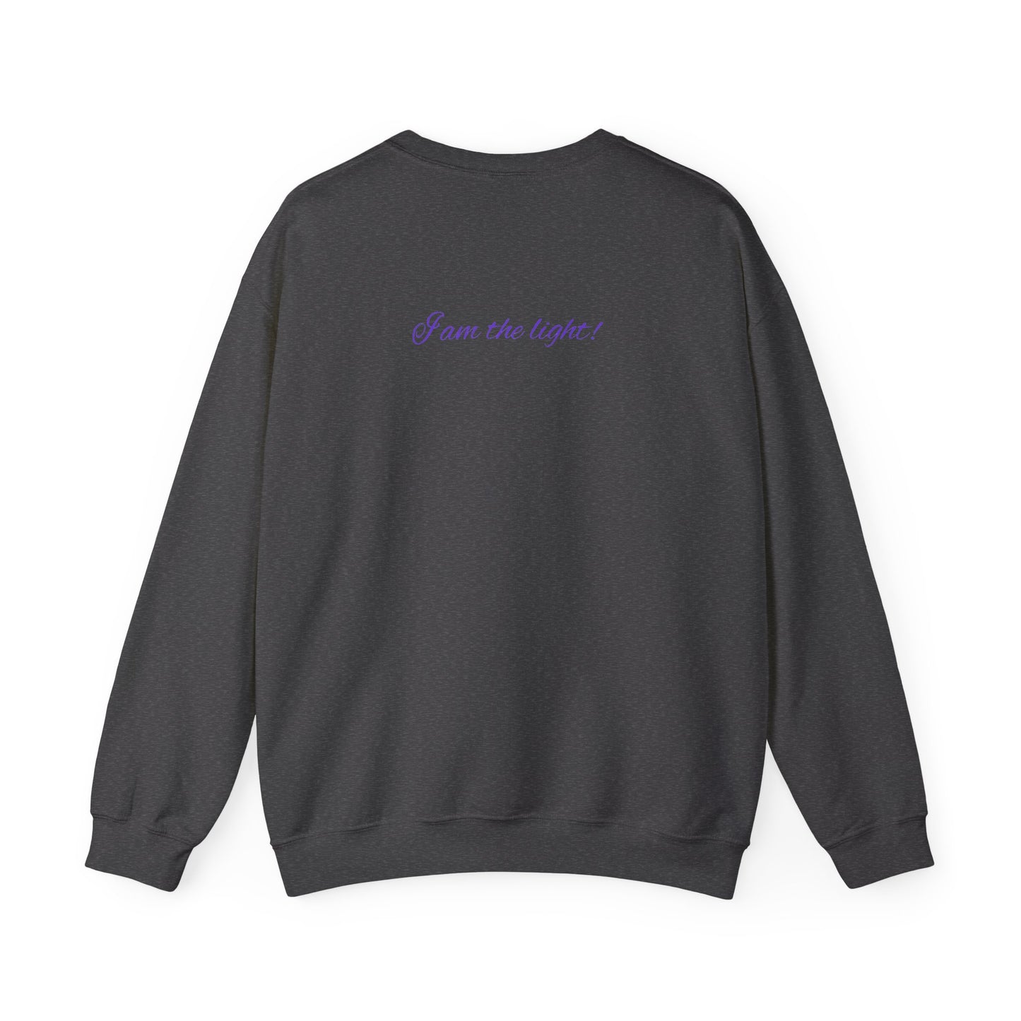 Crewneck Sweatshirt — Peace in a Pod Lotus Graphic with "I am the light" Back Script