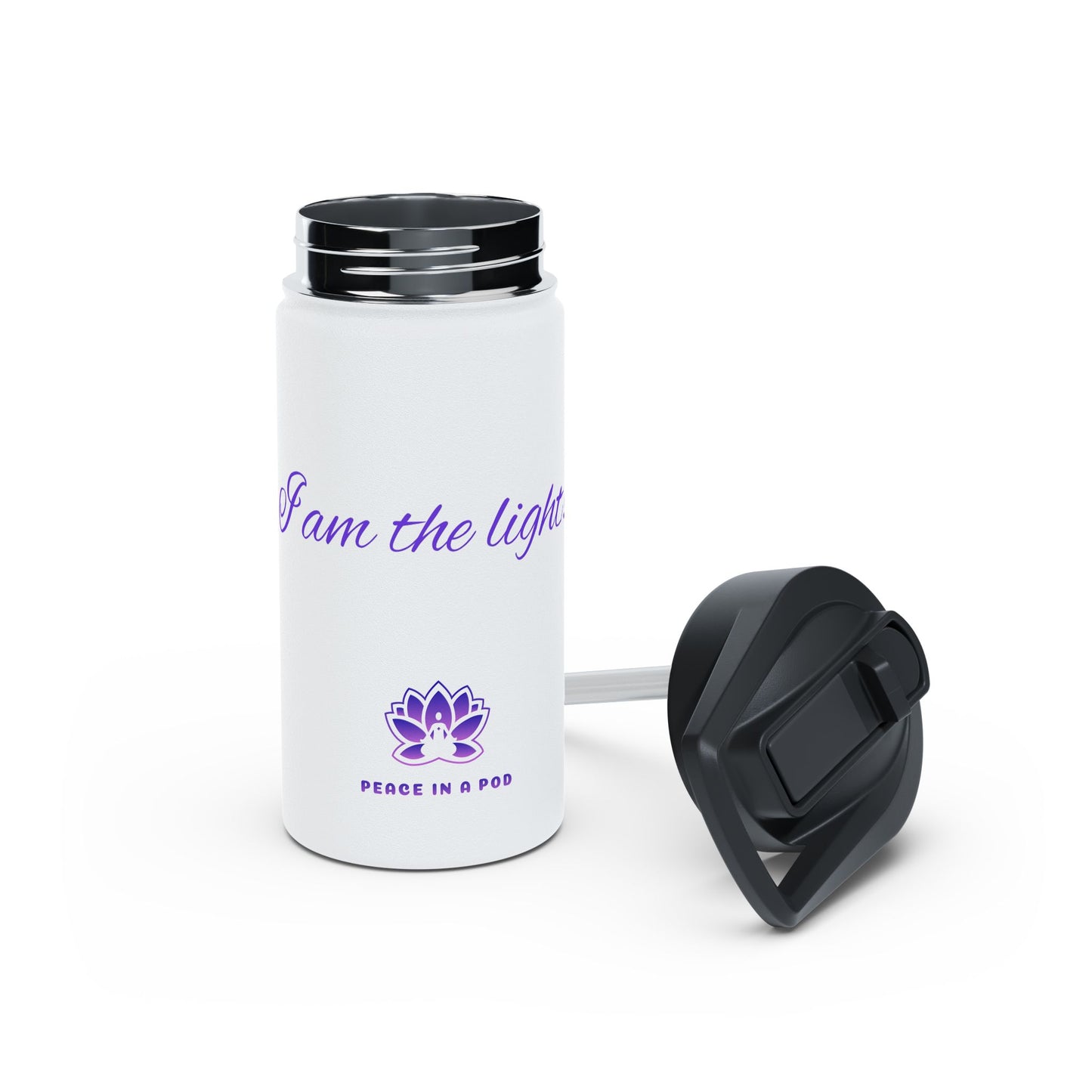 Inspirational Stainless Steel Water Bottle - "I Am the Light"