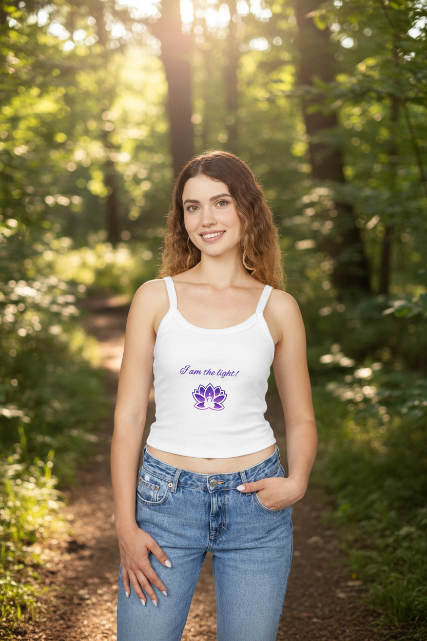 "I Am the Light" Peace in a Pod Spaghetti Strap Tank Top