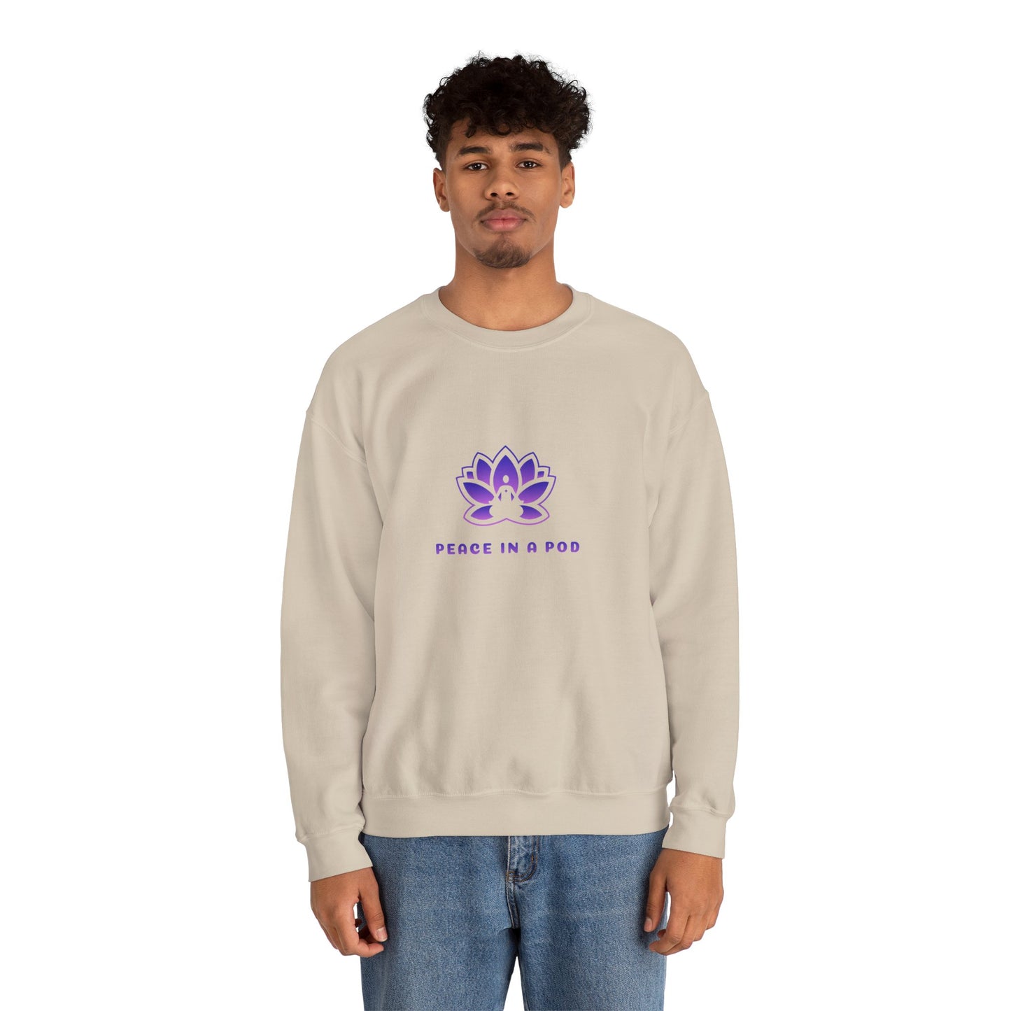 Crewneck Sweatshirt — Peace in a Pod Lotus Graphic with "I am the light" Back Script