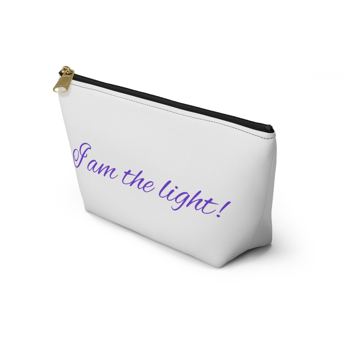 Accessory Pouch - "I am the light!" - Zen Storage, Travel Makeup Bag, Gift for Meditation, Yoga Essentials, Lotus Design