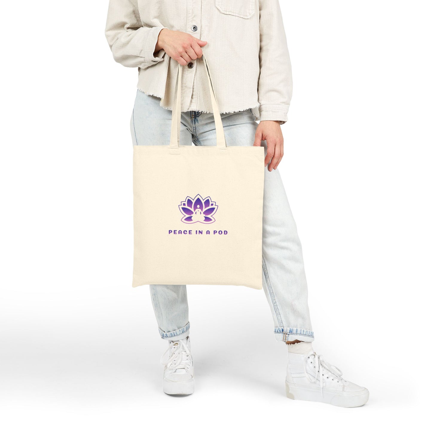 Empowering Yoga Cotton Canvas Tote Bag - "I Am the Light!"