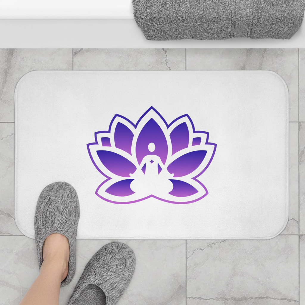 Serene Peace in a Pod Lotus Bath Mat - Calming Decor for Meditation & Relaxation