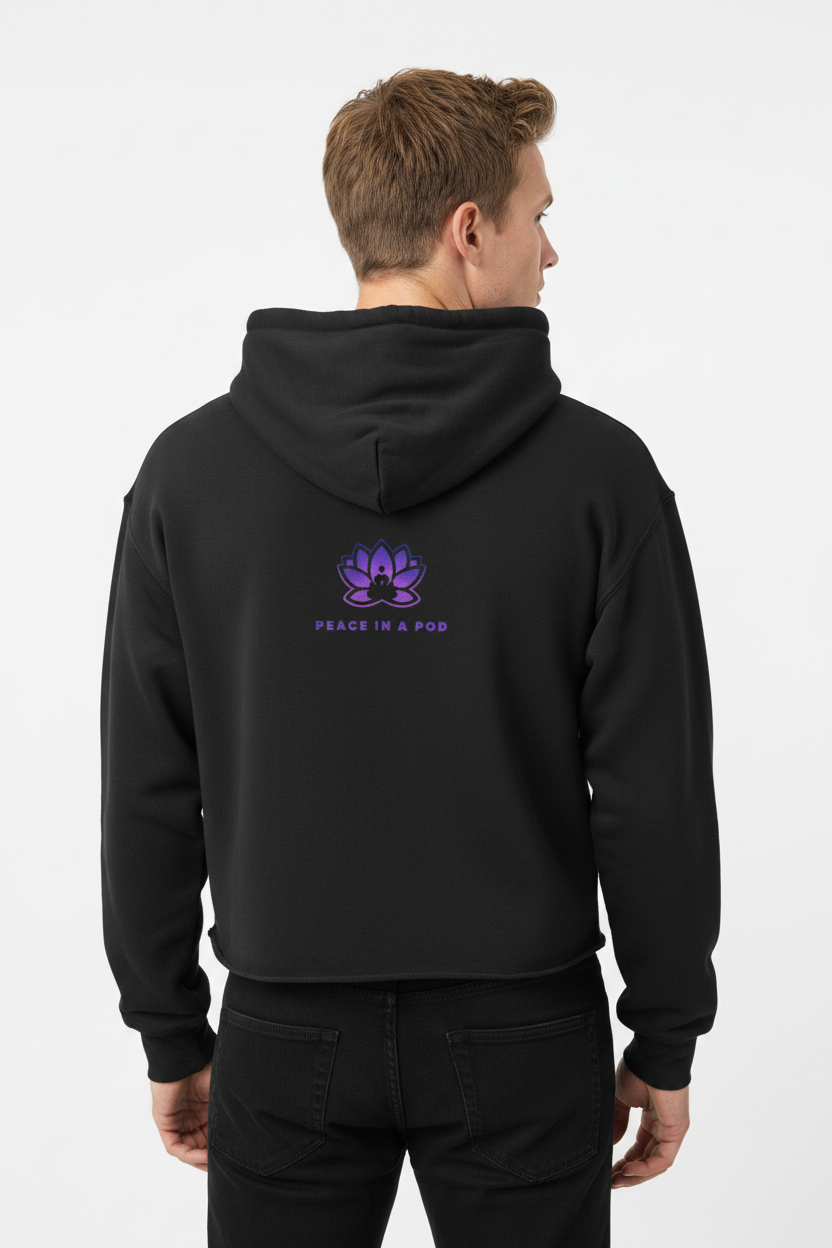 Peace in a Pod Yoga-Inspired Cropped Hoodie - "I Am the Light" with Lotus Design