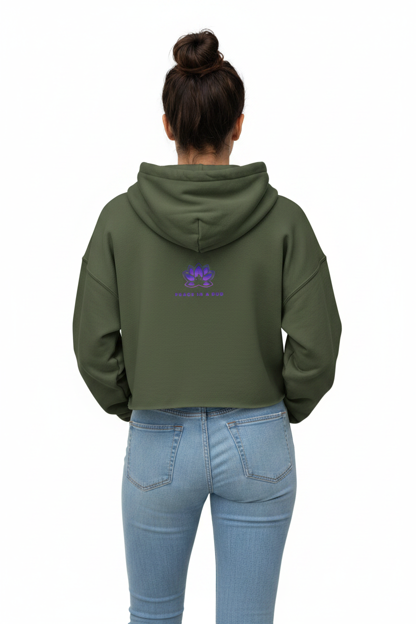 Peace in a Pod Yoga-Inspired Cropped Hoodie - "I Am the Light" with Lotus Design
