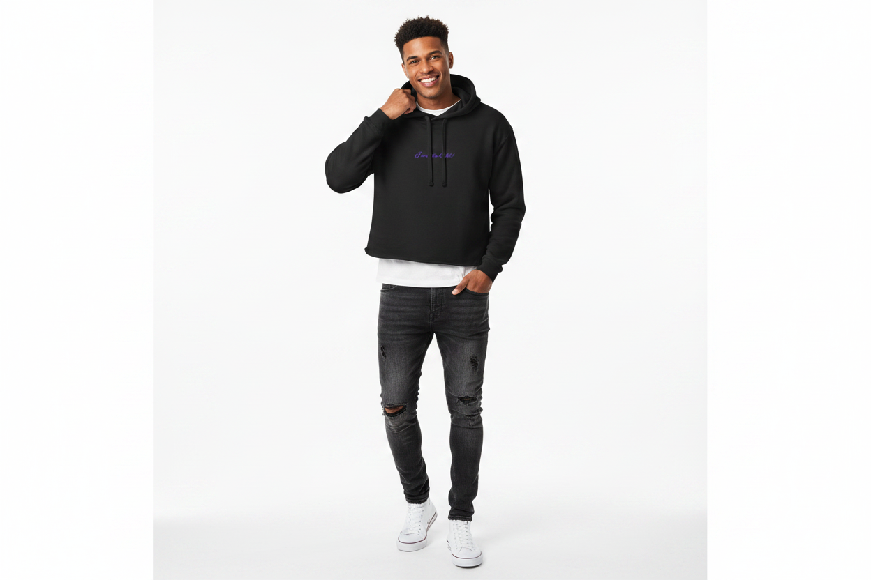 Peace in a Pod Yoga-Inspired Cropped Hoodie - "I Am the Light" with Lotus Design