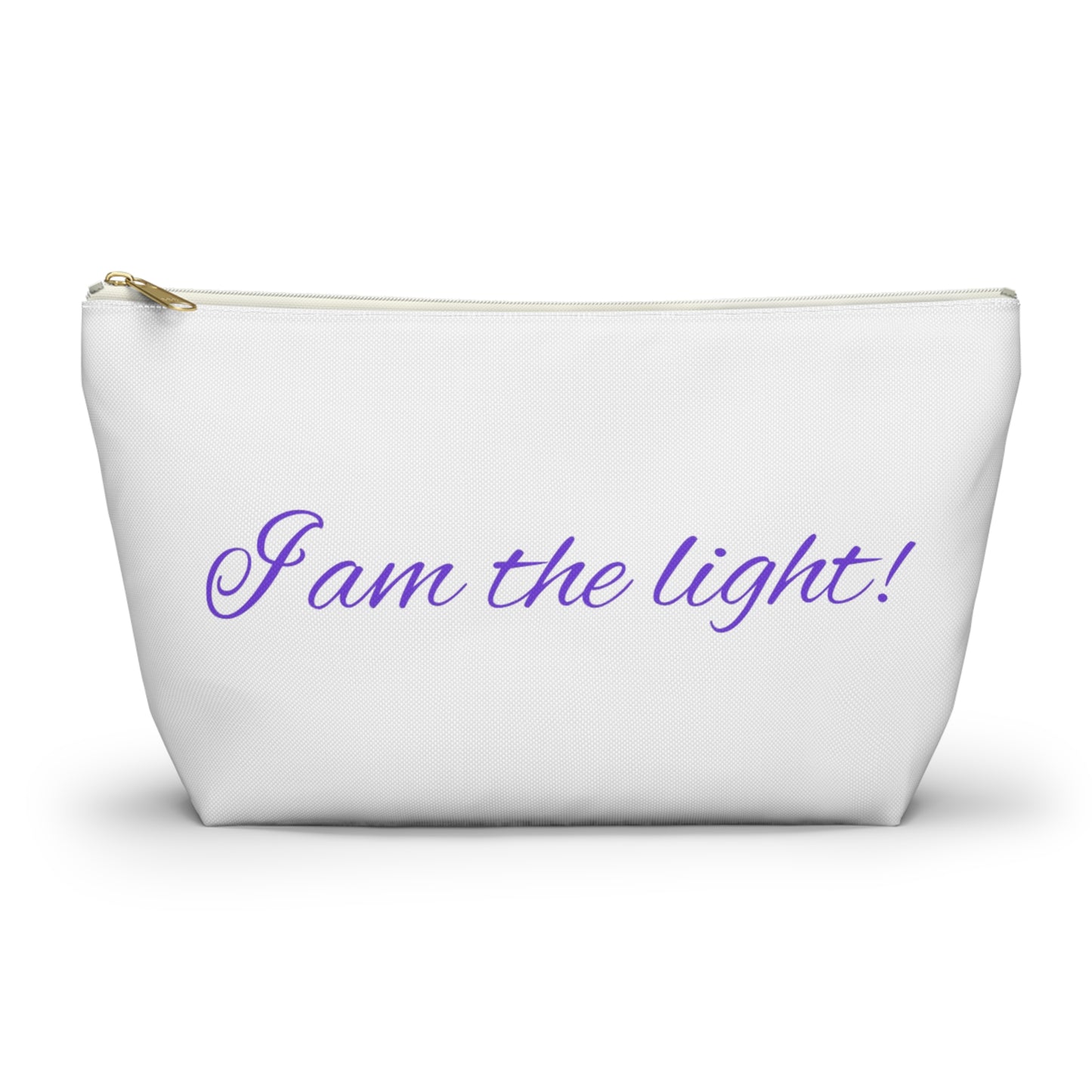 Accessory Pouch - "I am the light!" - Zen Storage, Travel Makeup Bag, Gift for Meditation, Yoga Essentials, Lotus Design