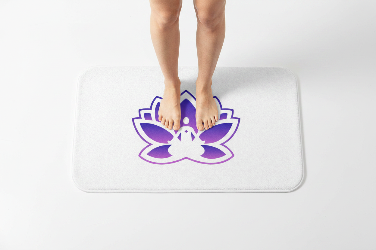 Serene Peace in a Pod Lotus Bath Mat - Calming Decor for Meditation & Relaxation