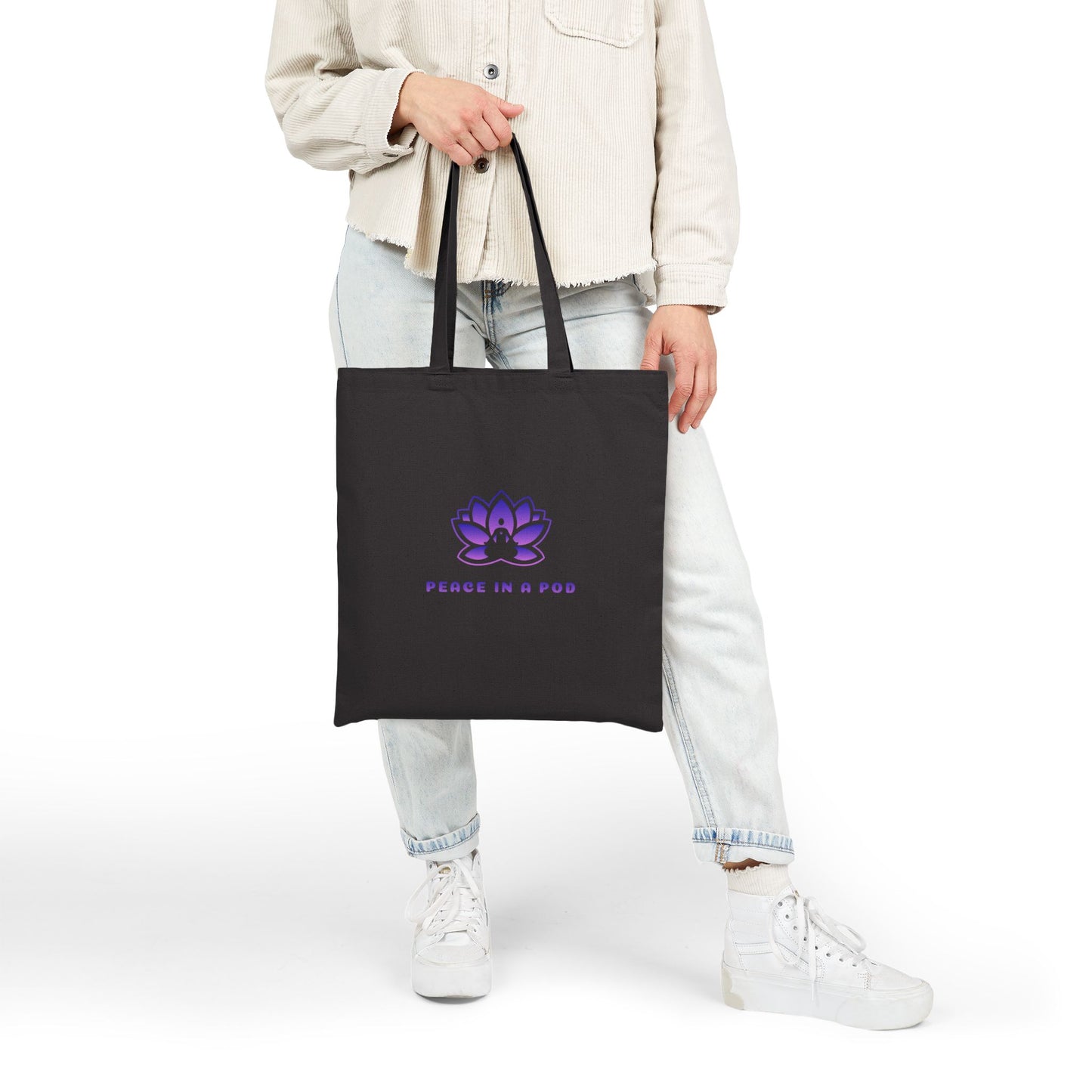 Empowering Yoga Cotton Canvas Tote Bag - "I Am the Light!"