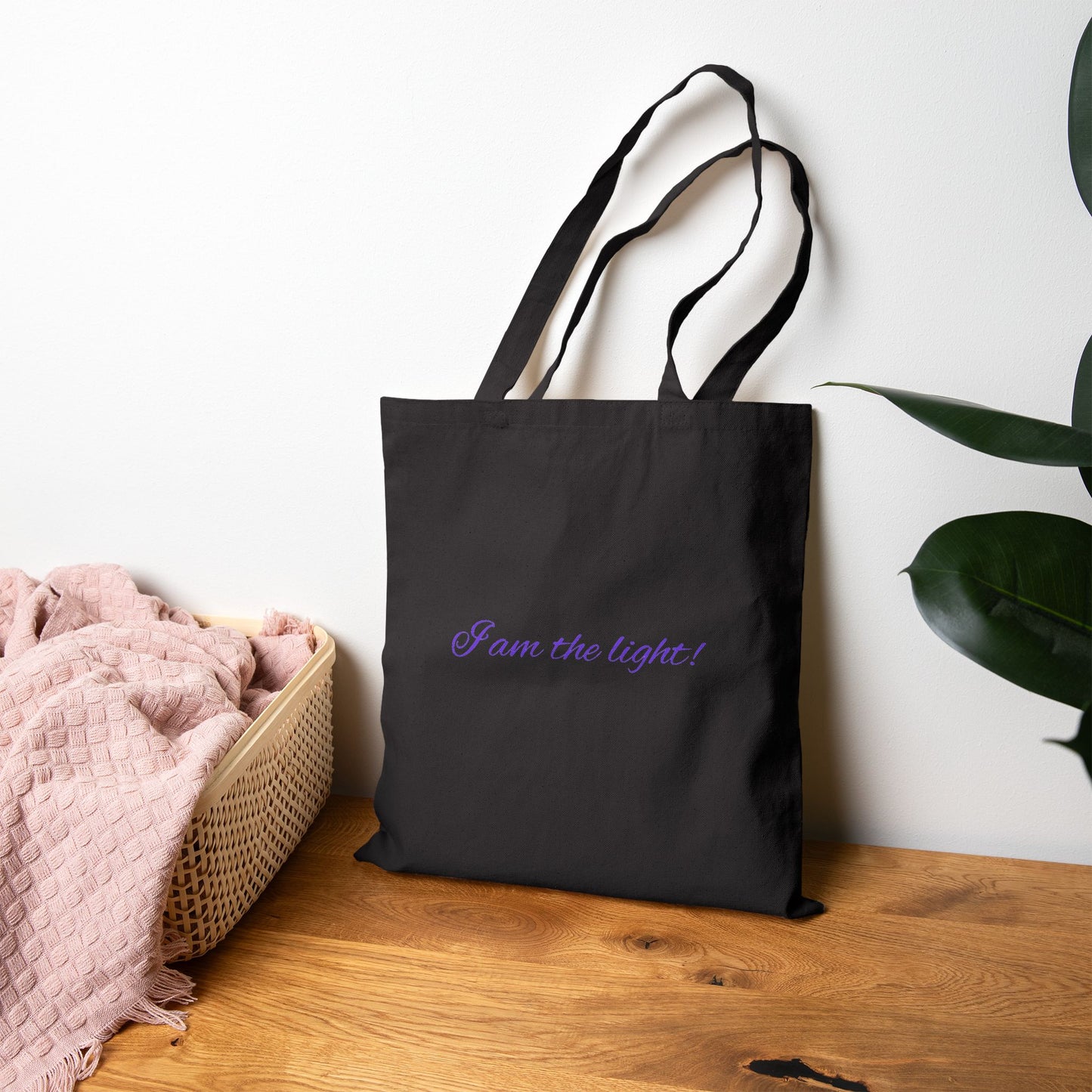 Empowering Yoga Cotton Canvas Tote Bag - "I Am the Light!"