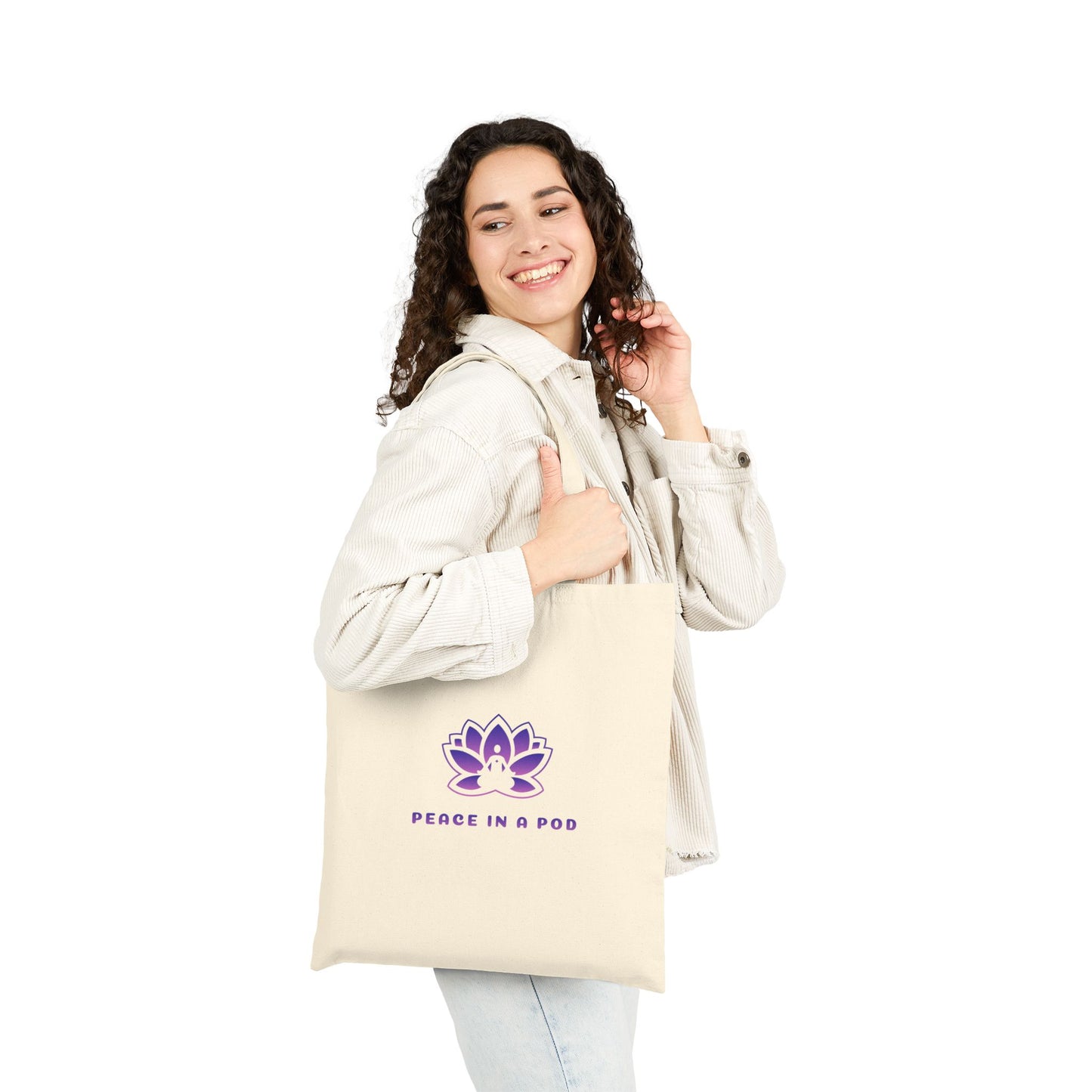 Empowering Yoga Cotton Canvas Tote Bag - "I Am the Light!"