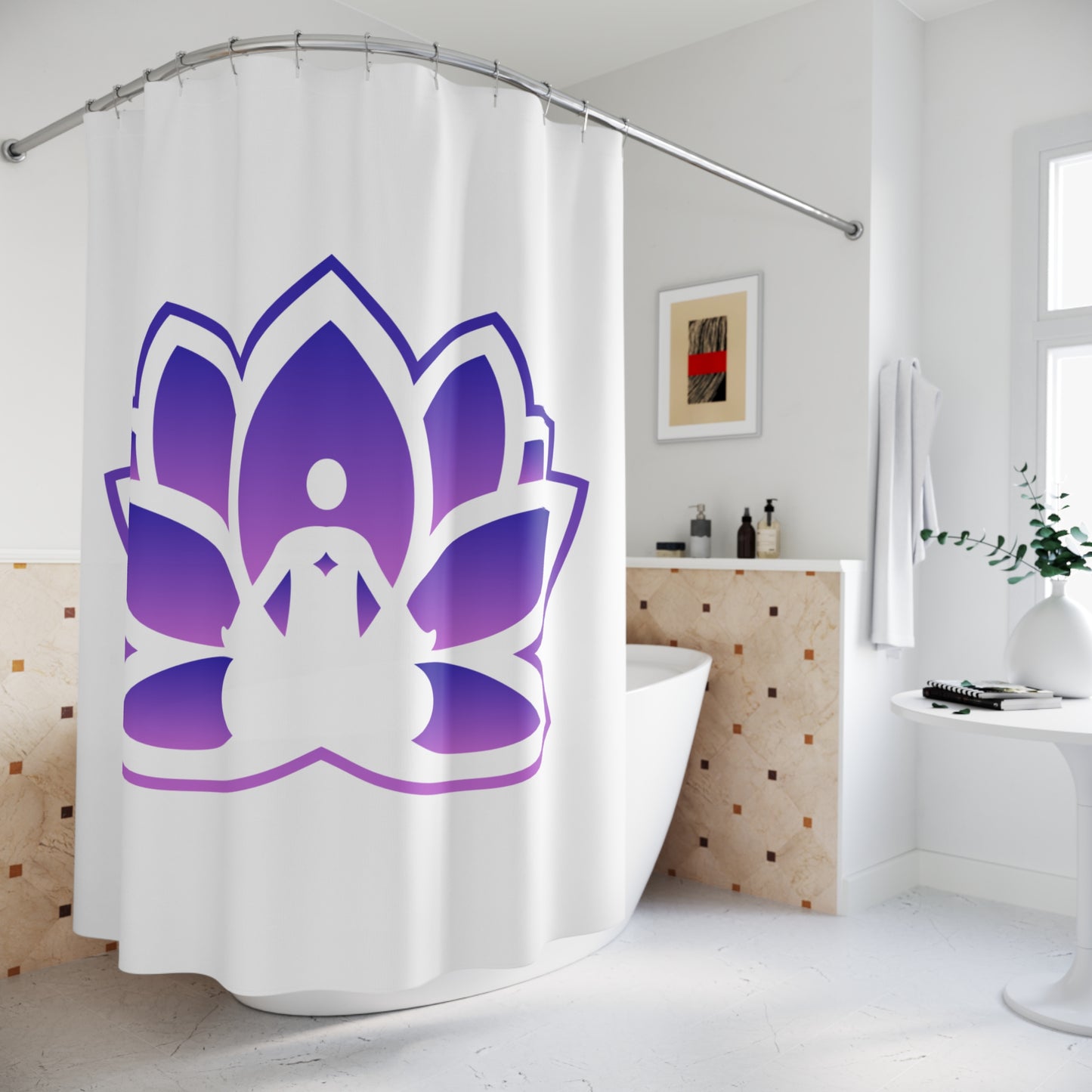 Meditative Lotus Shower Curtain - Tranquil Bathroom Decor