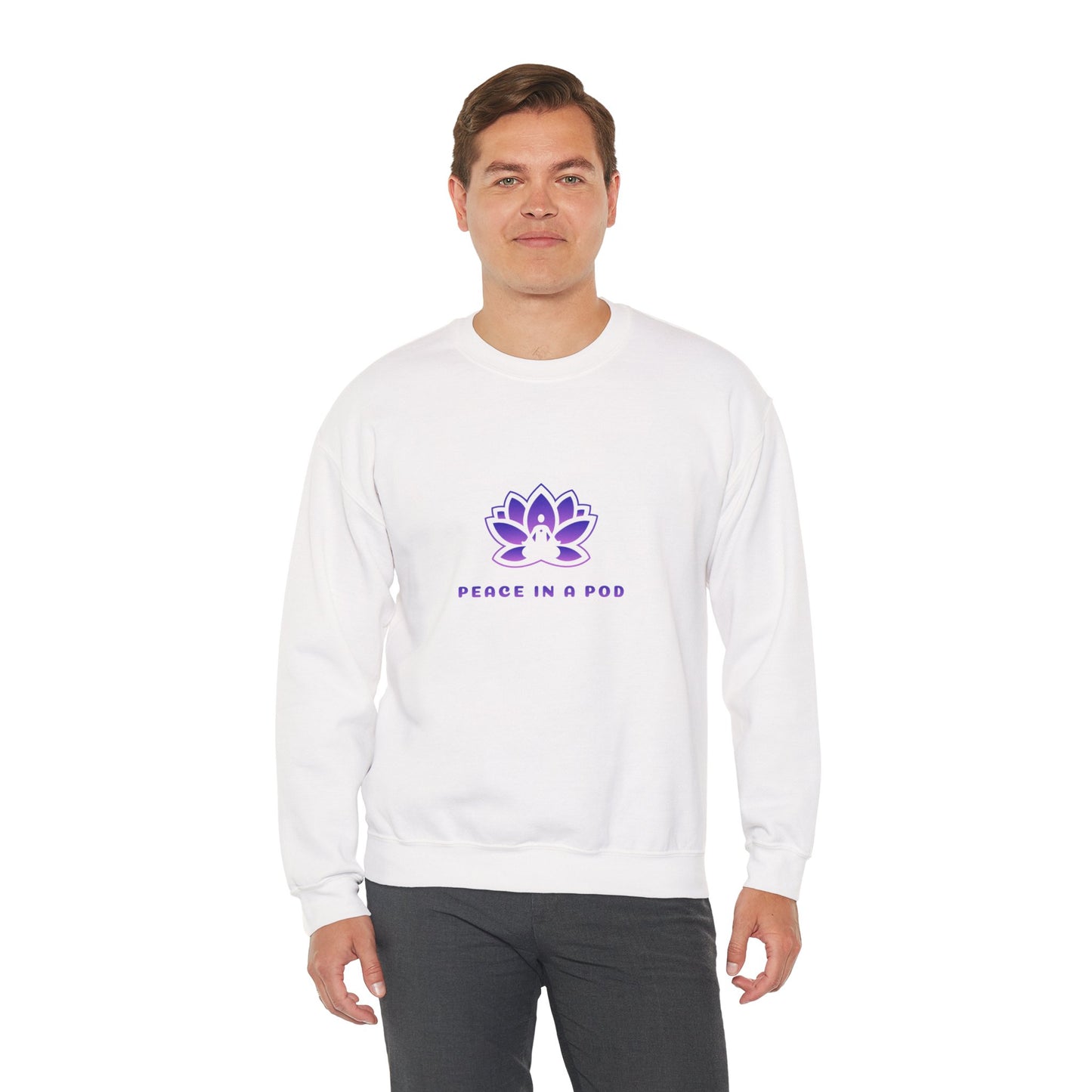 Crewneck Sweatshirt — Peace in a Pod Lotus Graphic with "I am the light" Back Script