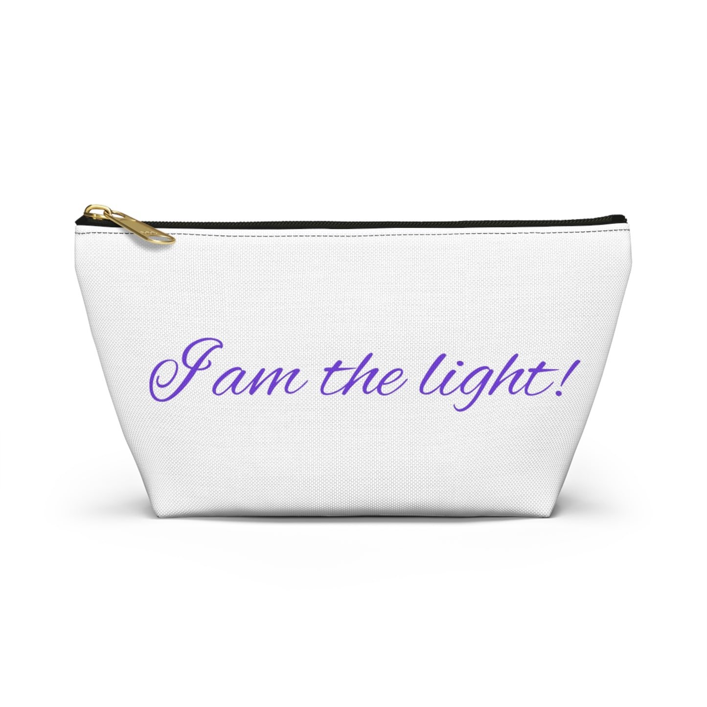 Accessory Pouch - "I am the light!" - Zen Storage, Travel Makeup Bag, Gift for Meditation, Yoga Essentials, Lotus Design