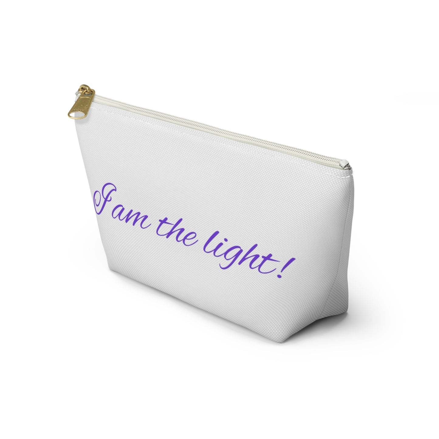 Accessory Pouch - "I am the light!" - Zen Storage, Travel Makeup Bag, Gift for Meditation, Yoga Essentials, Lotus Design