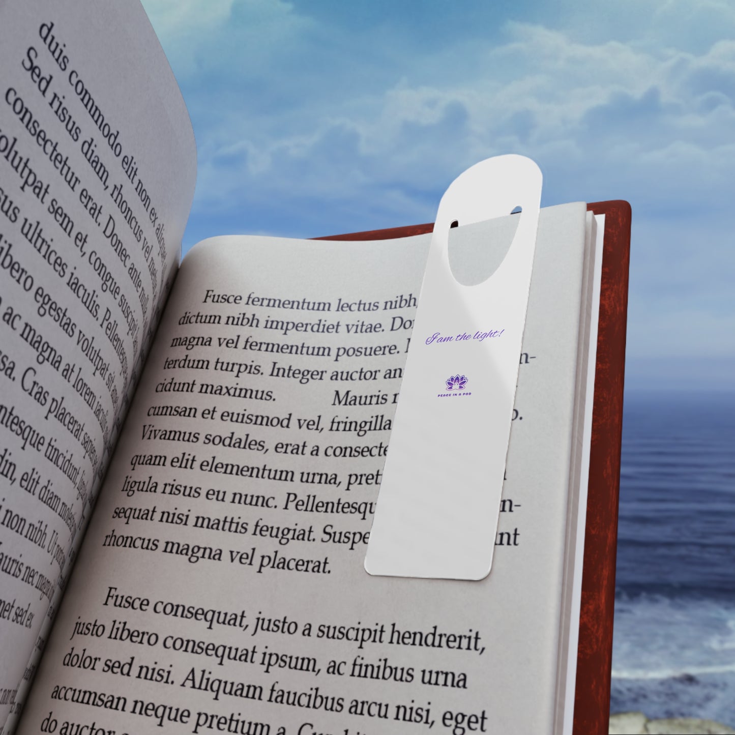 Metallic White Bookmark — Inspirational “I am the light” Slim Metal Page Marker