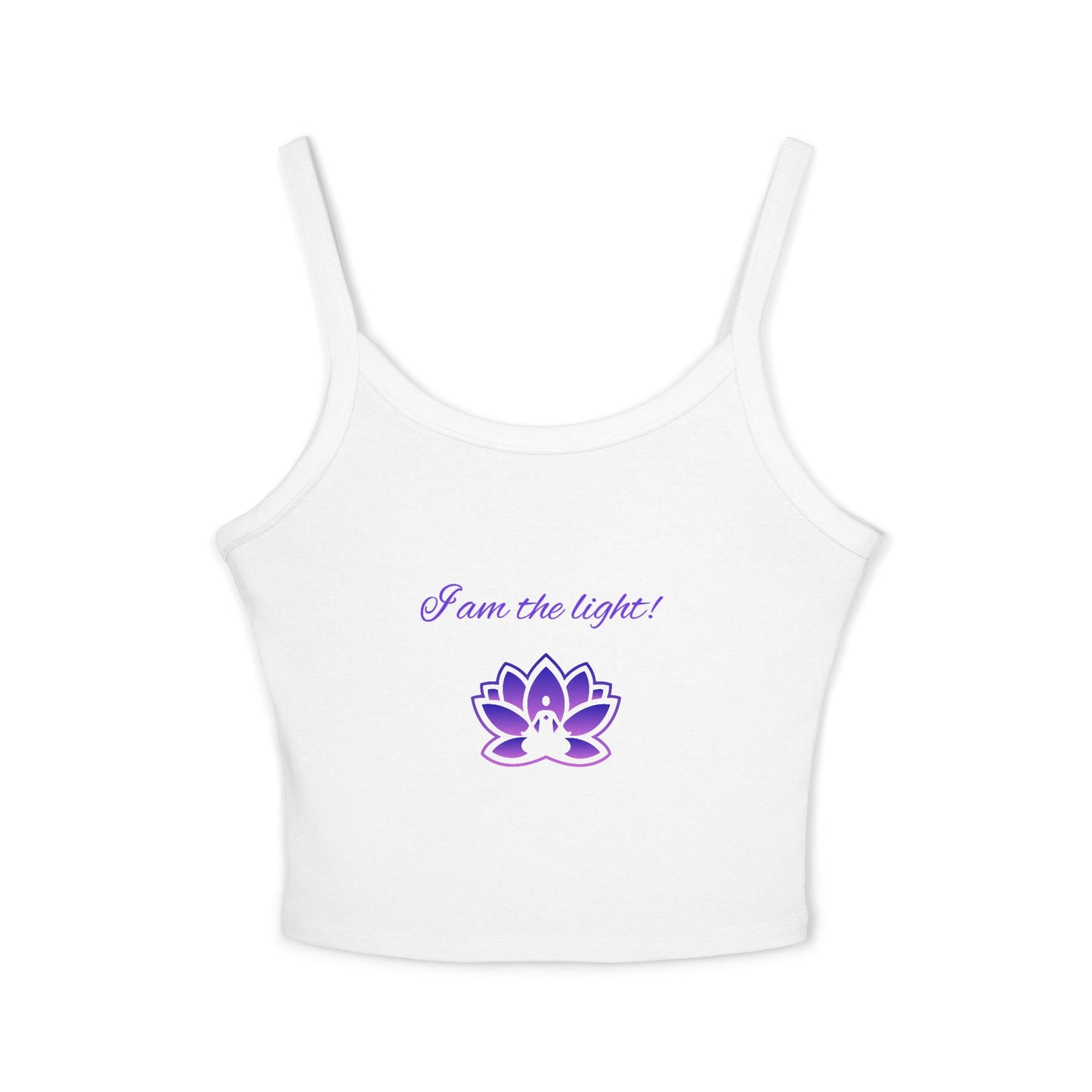 Peace in a Pod Spaghetti Strap Tank Top - 'I Am the Light' Lotus Design for Mindfulness