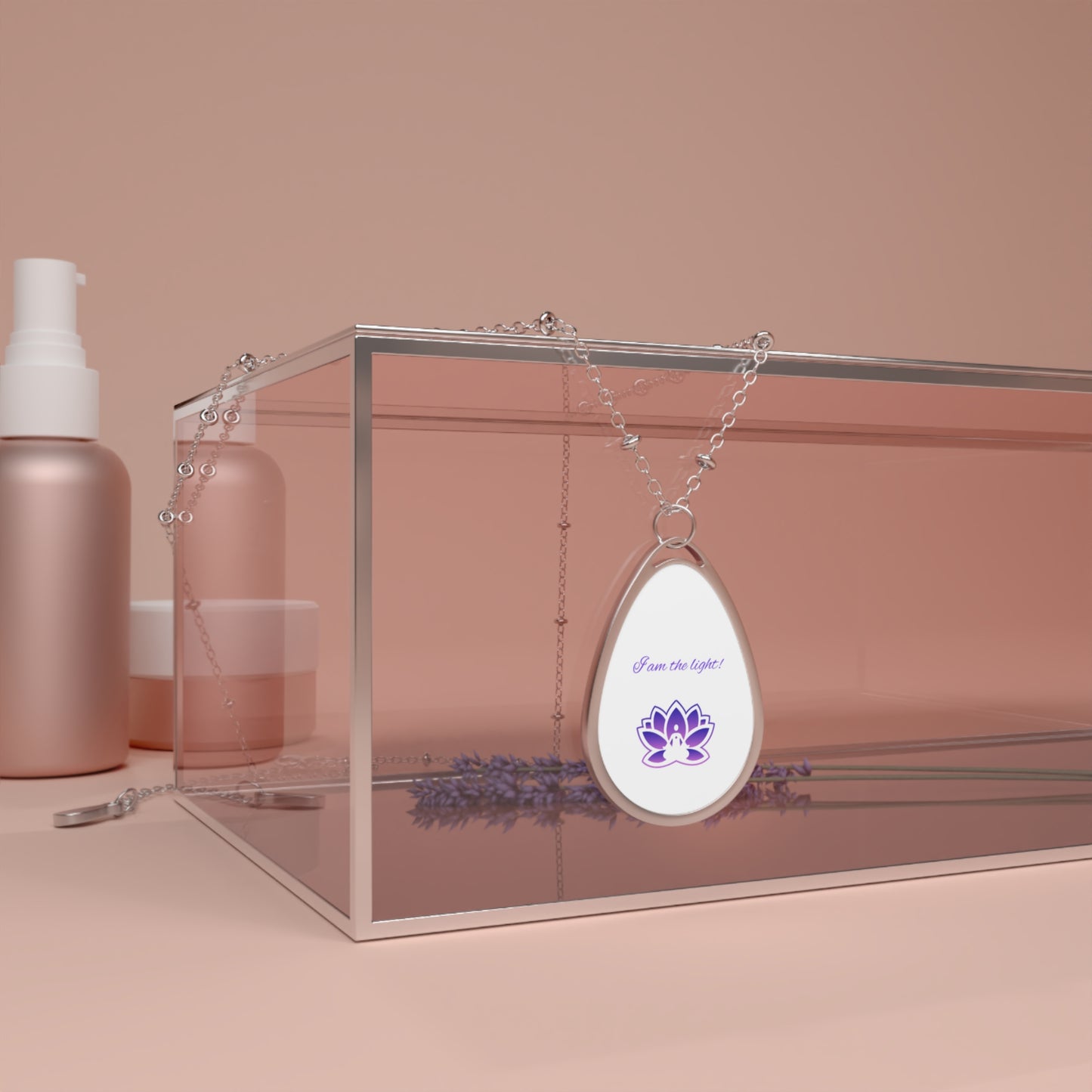 Peace in a Pod "I am the light" Lotus Inspiration Oval Necklace, Meaningful Jewelry, Spiritual Gift, Meditation Accessory, Empowerment Necklace, Self-Love