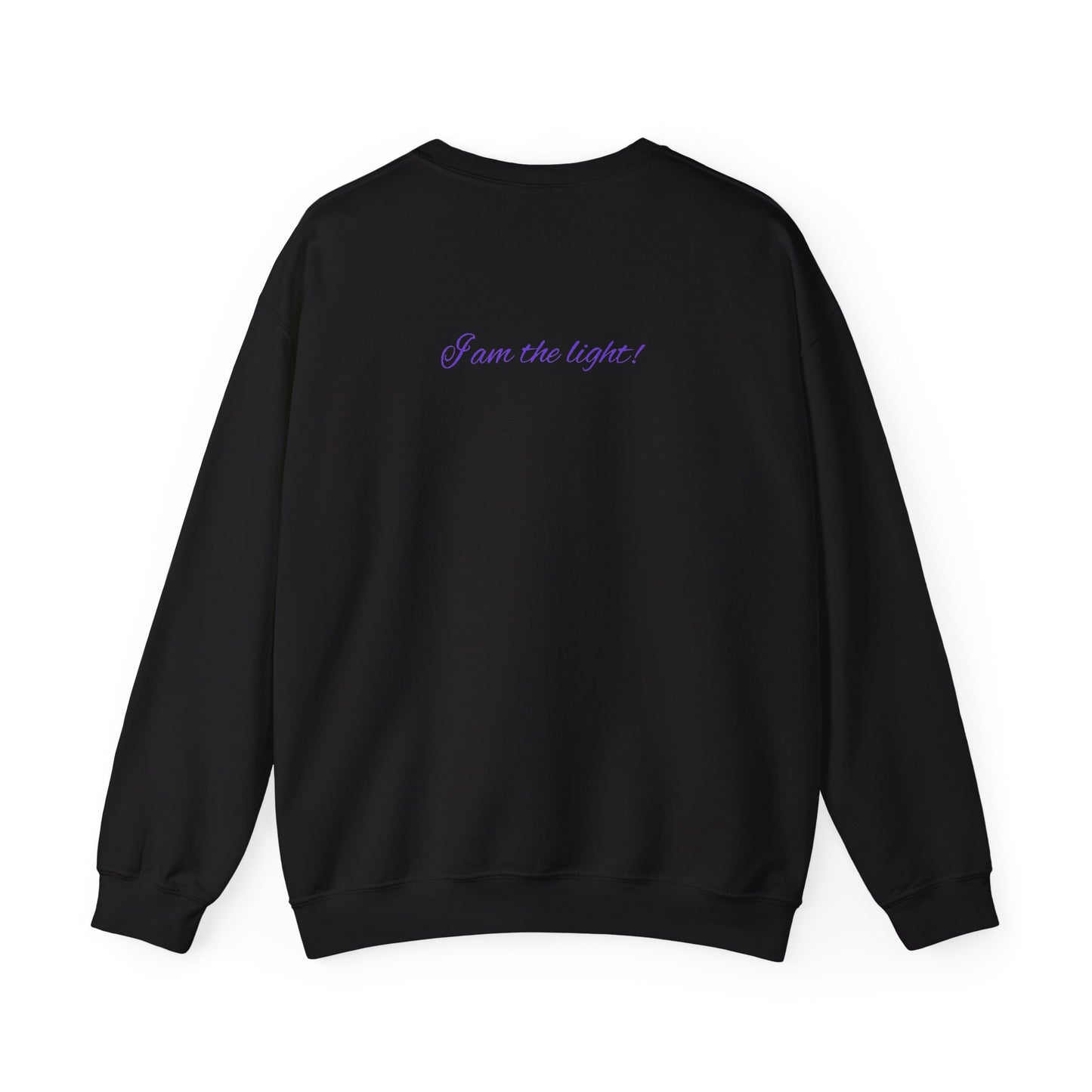 Crewneck Sweatshirt — Peace in a Pod Lotus Graphic with "I am the light" Back Script