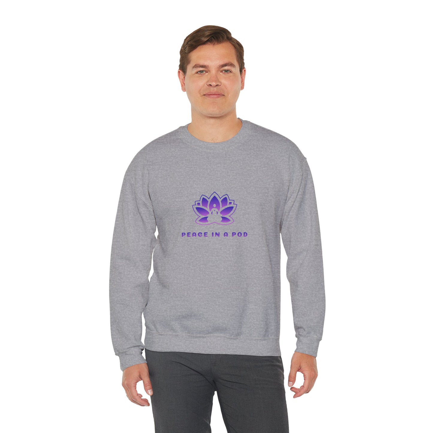Crewneck Sweatshirt — Peace in a Pod Lotus Graphic with "I am the light" Back Script