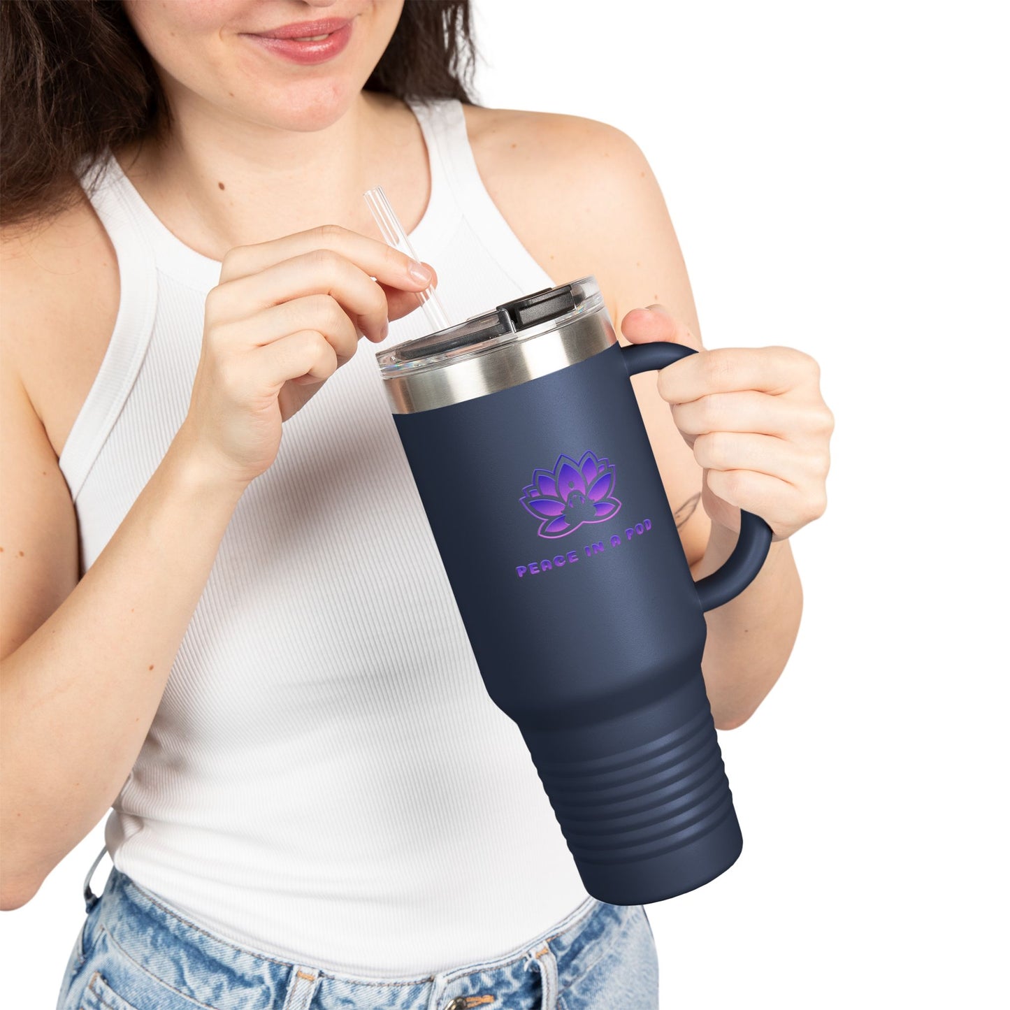 Serene Peace in Pod Lotus Insulated Travel Mug - 40oz for Mindfulness on the Go