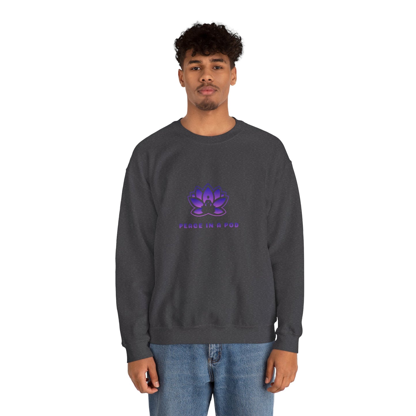 Crewneck Sweatshirt — Peace in a Pod Lotus Graphic with "I am the light" Back Script
