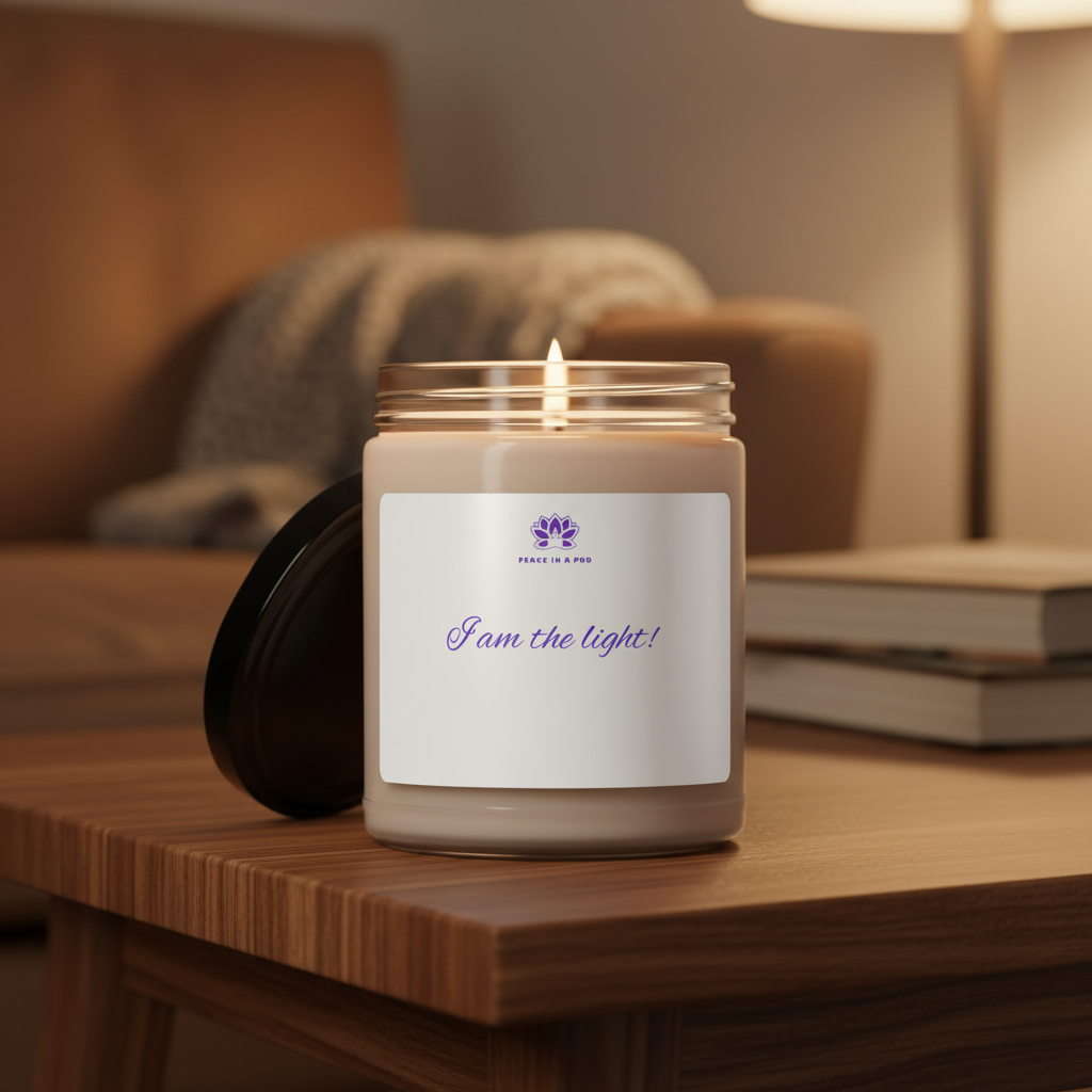 I Am the Light! Peace in a Pod Scented Soy Candle - 9oz - Calming Aromatherapy for Relaxation & Mindfulness