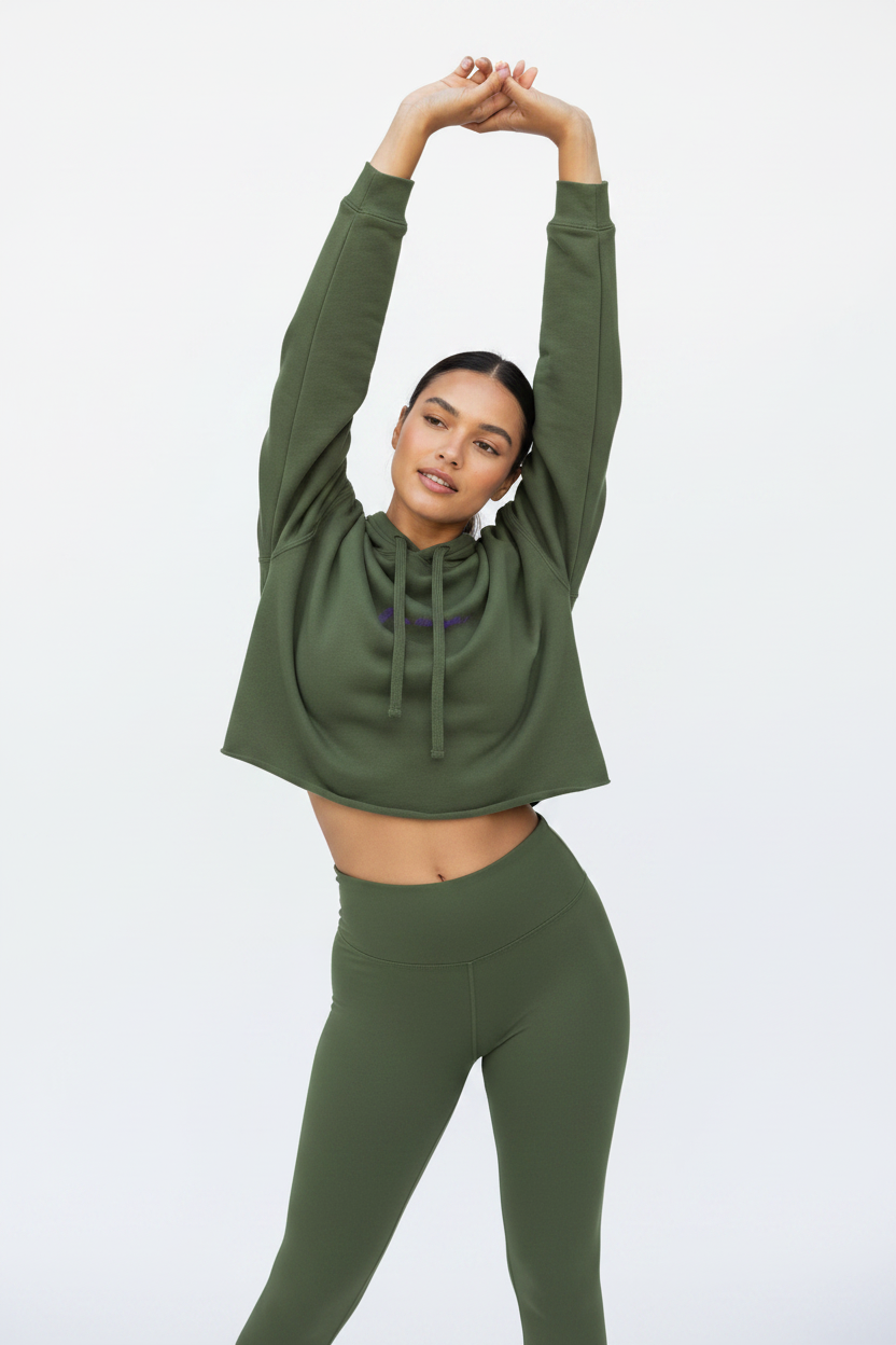 Peace in a Pod Yoga-Inspired Cropped Hoodie - "I Am the Light" with Lotus Design
