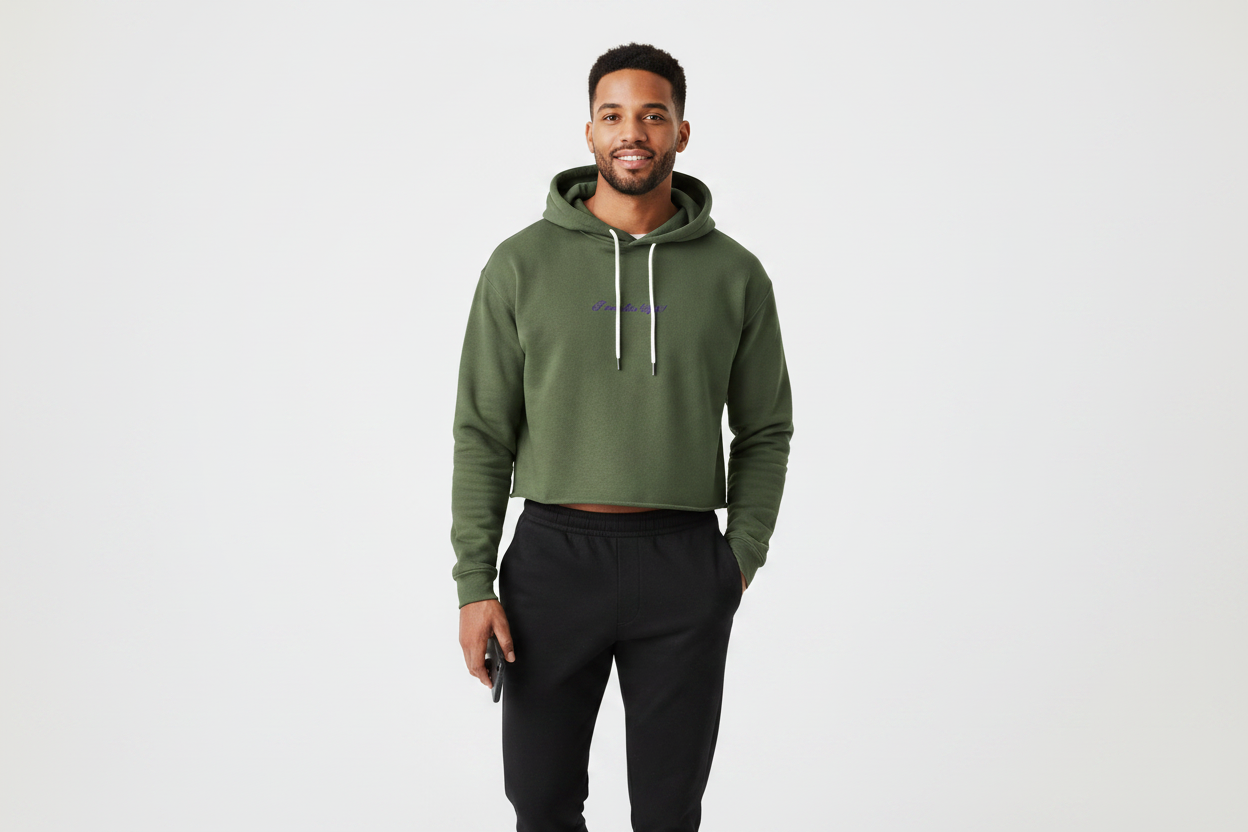 Peace in a Pod Yoga-Inspired Cropped Hoodie - "I Am the Light" with Lotus Design