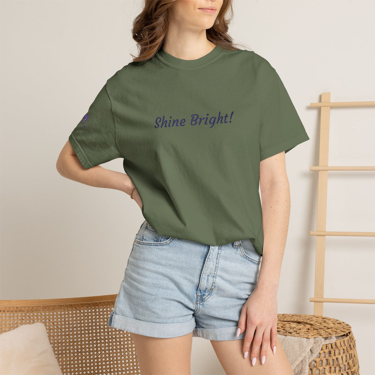 Shine Bright! Inspirational Peace in a Pod Embroidered T-Shirt