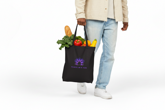 Empowering "I Am the Light!" Peace in a Pod Yoga Cotton Canvas Tote Bag