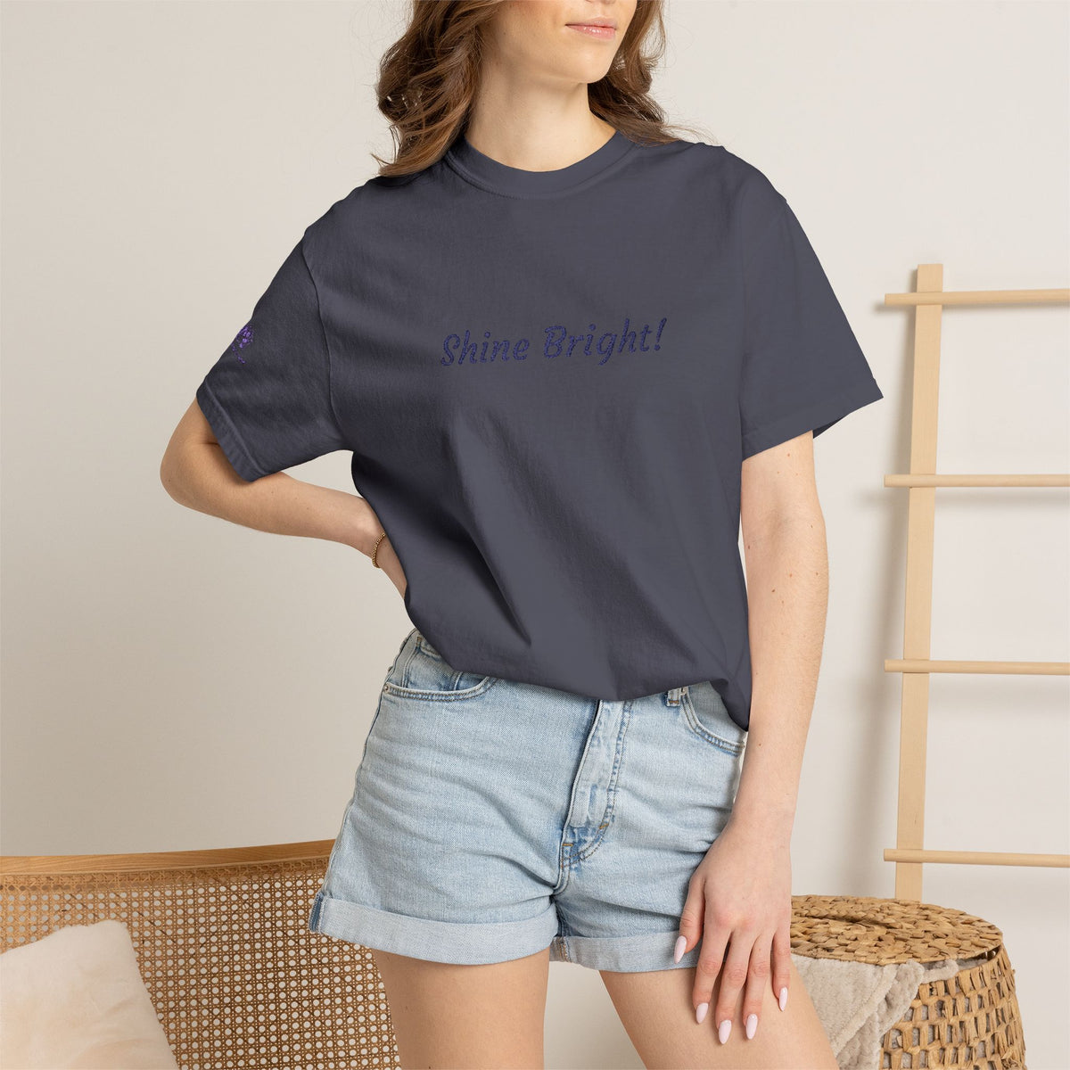 Shine Bright! Inspirational Peace in a Pod Embroidered T-Shirt