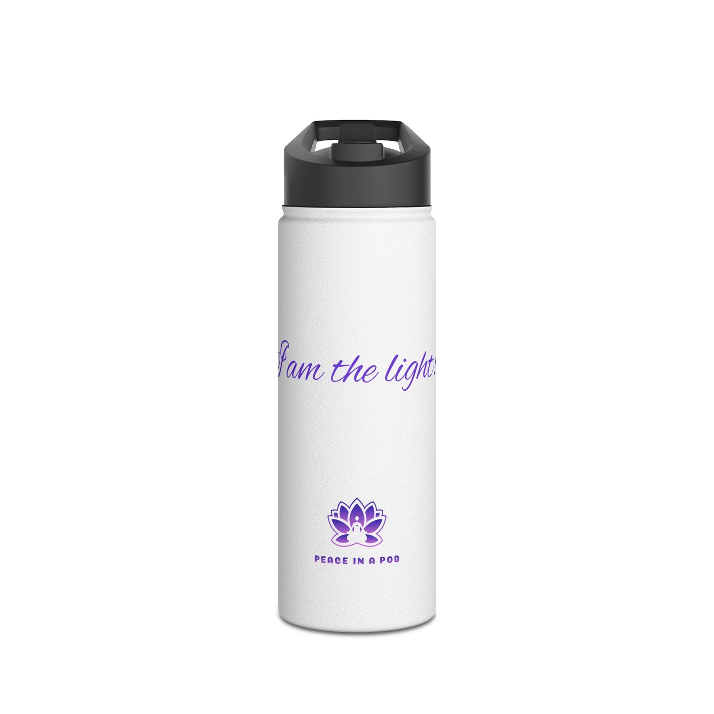 Inspirational Stainless Steel Water Bottle - "I Am the Light"