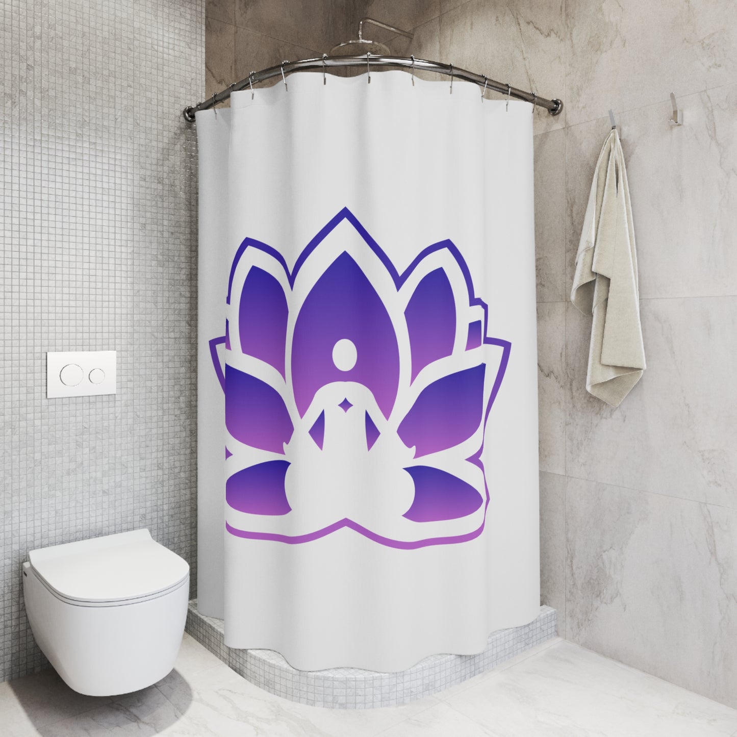 Meditative Lotus Shower Curtain - Tranquil Bathroom Decor