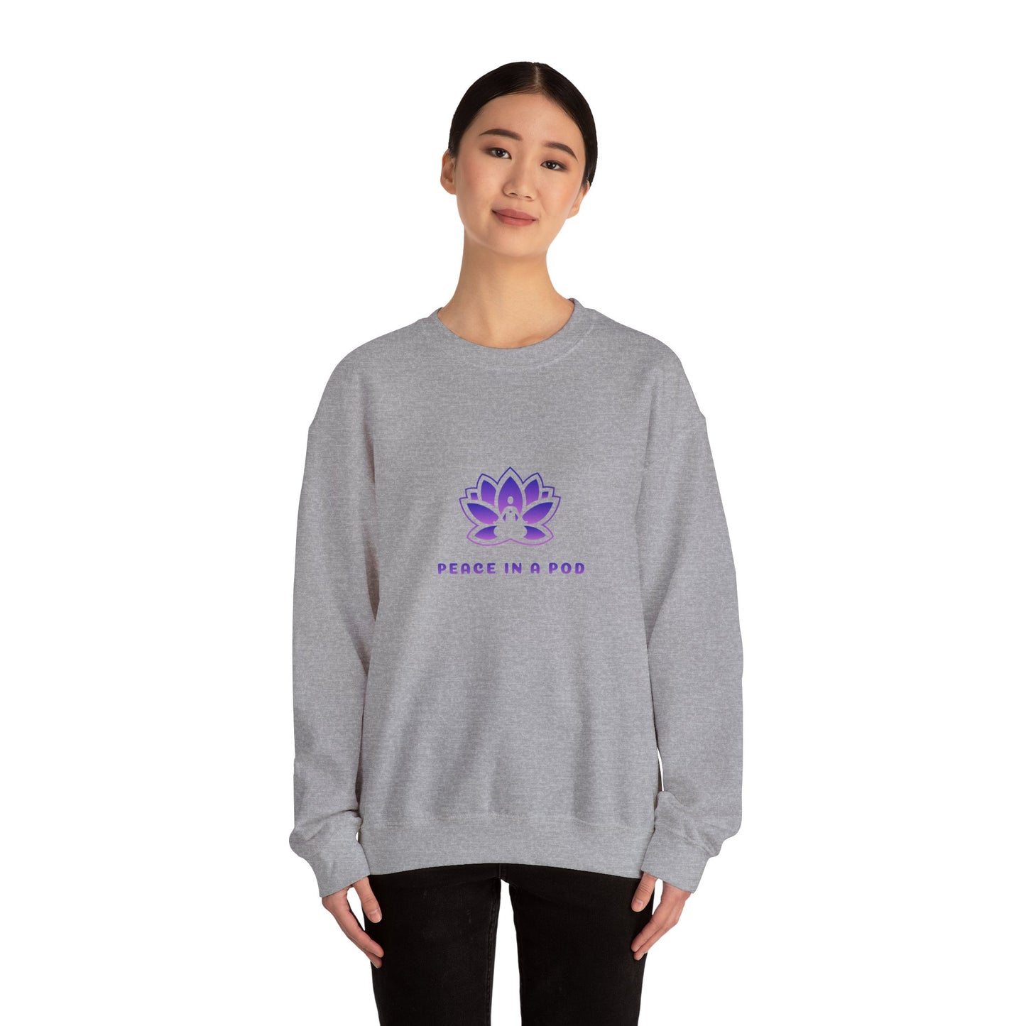 Crewneck Sweatshirt — Peace in a Pod Lotus Graphic with "I am the light" Back Script