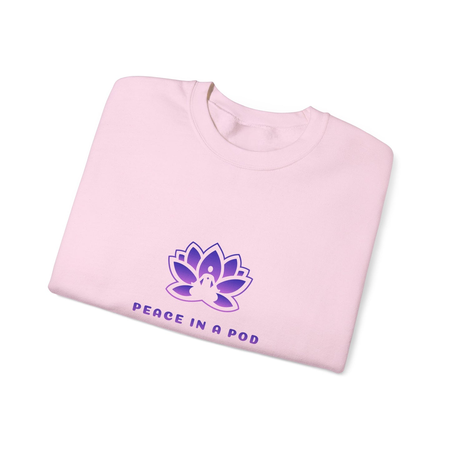 Crewneck Sweatshirt — "Peace in a Pod" Lotus Graphic with "I am the light" Back Script