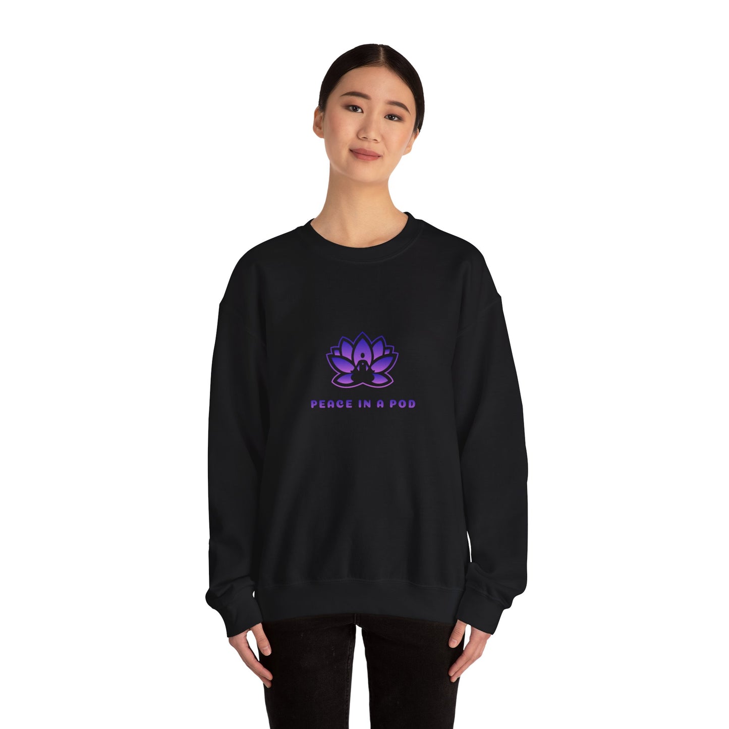 Crewneck Sweatshirt — "Peace in a Pod" Lotus Graphic with "I am the light" Back Script