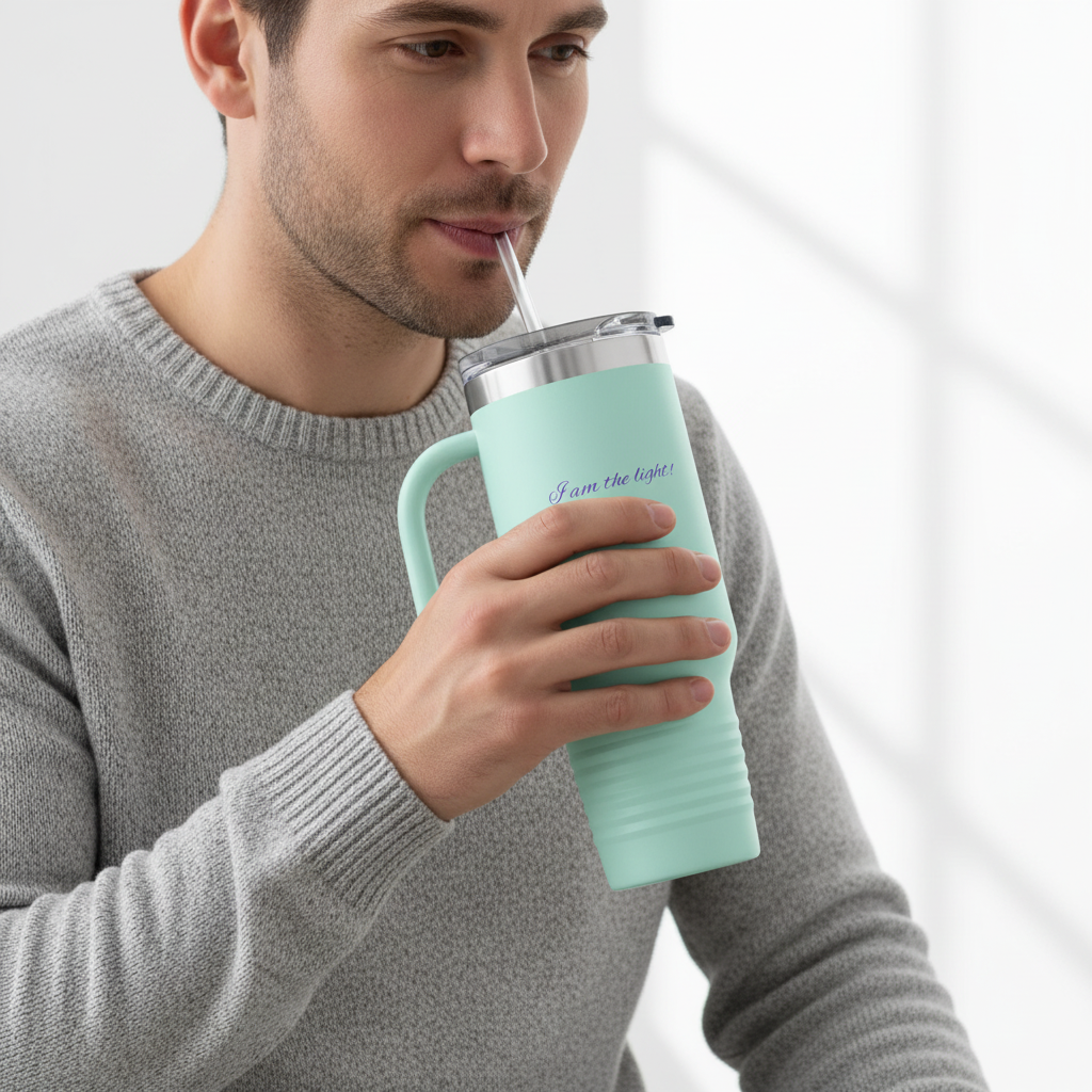 Serene Peace in a Pod Lotus Insulated Travel Mug - 40oz for Mindfulness on the Go